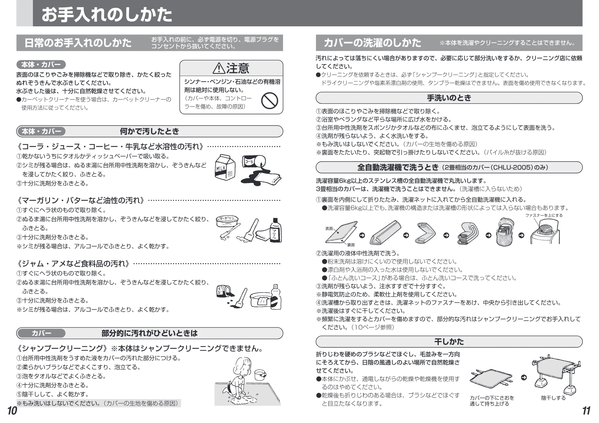 日立 HLU-3005 / HLU-2005 取扱説明書 — = = ーーーー ください。(10 ページ参照) 部分的に汚れがひどいときは — 原本ページ — 6ページ