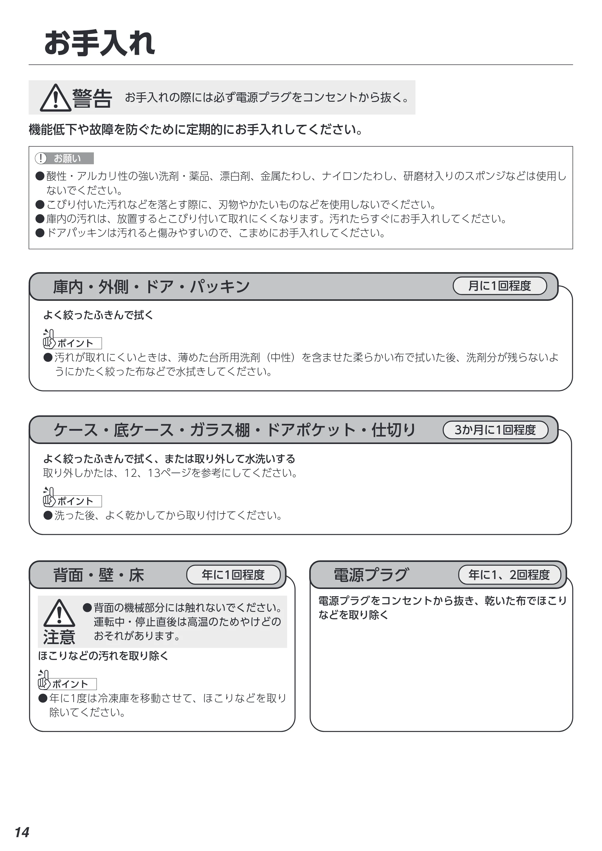 アイリスオーヤマ IUSN-14B 取扱説明書 — お手入れ — 原本ページ — 14ページ