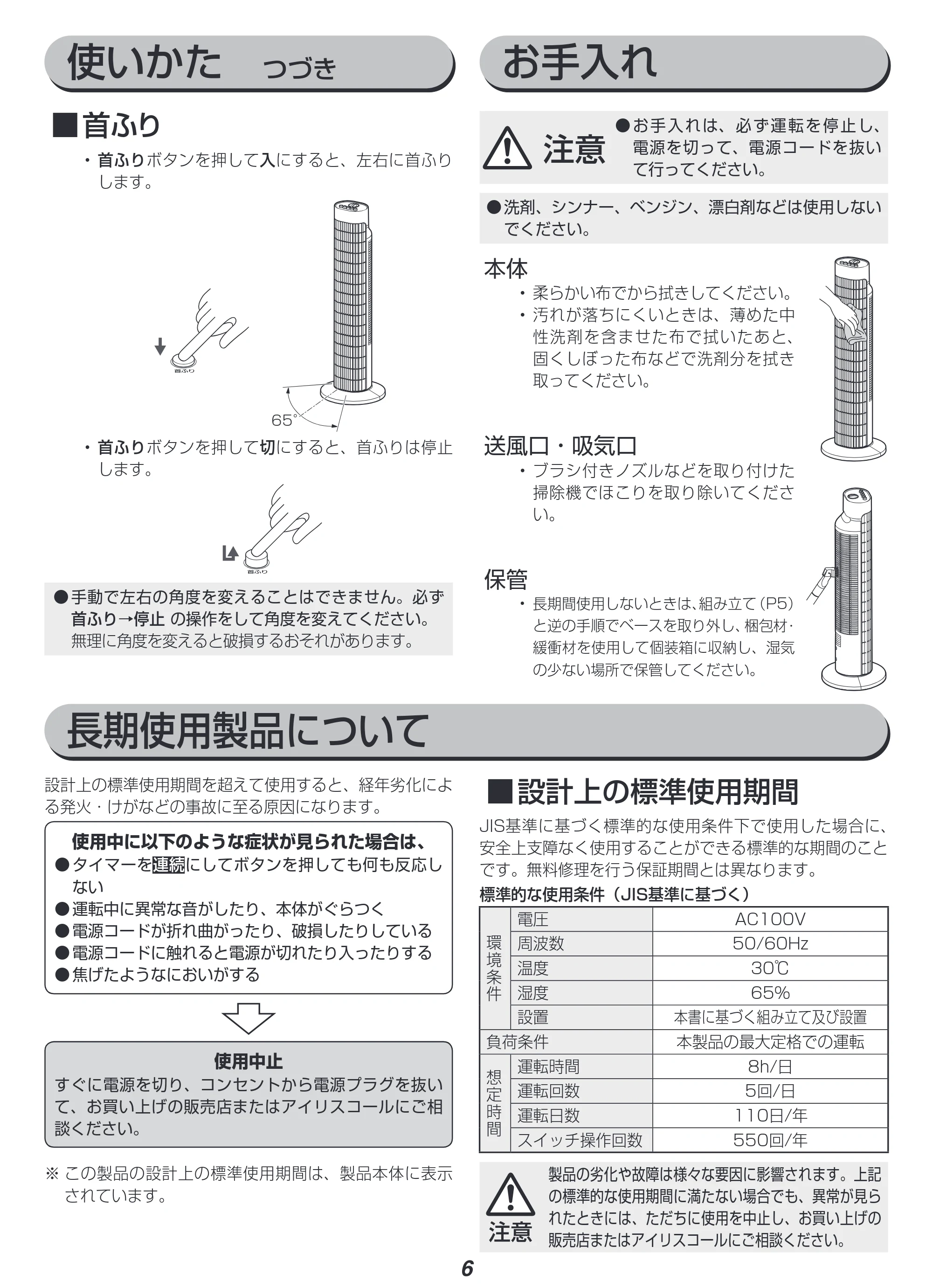 アイリスオーヤマ TWF-M71 取扱説明書 — 原本ページ — 6ページ