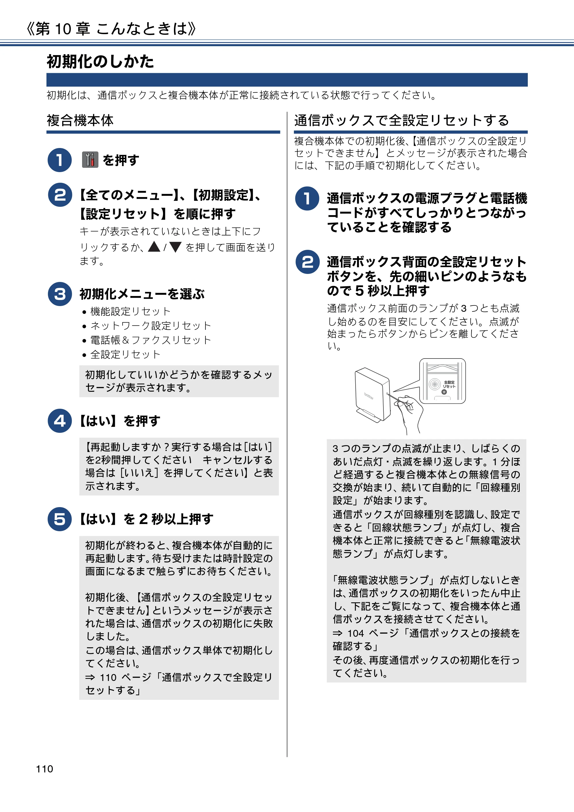 ブラザー MFC-J5820DN ユーザーズガイド ～基本編～ — 初期化のしかた — 原本ページ — 110ページ