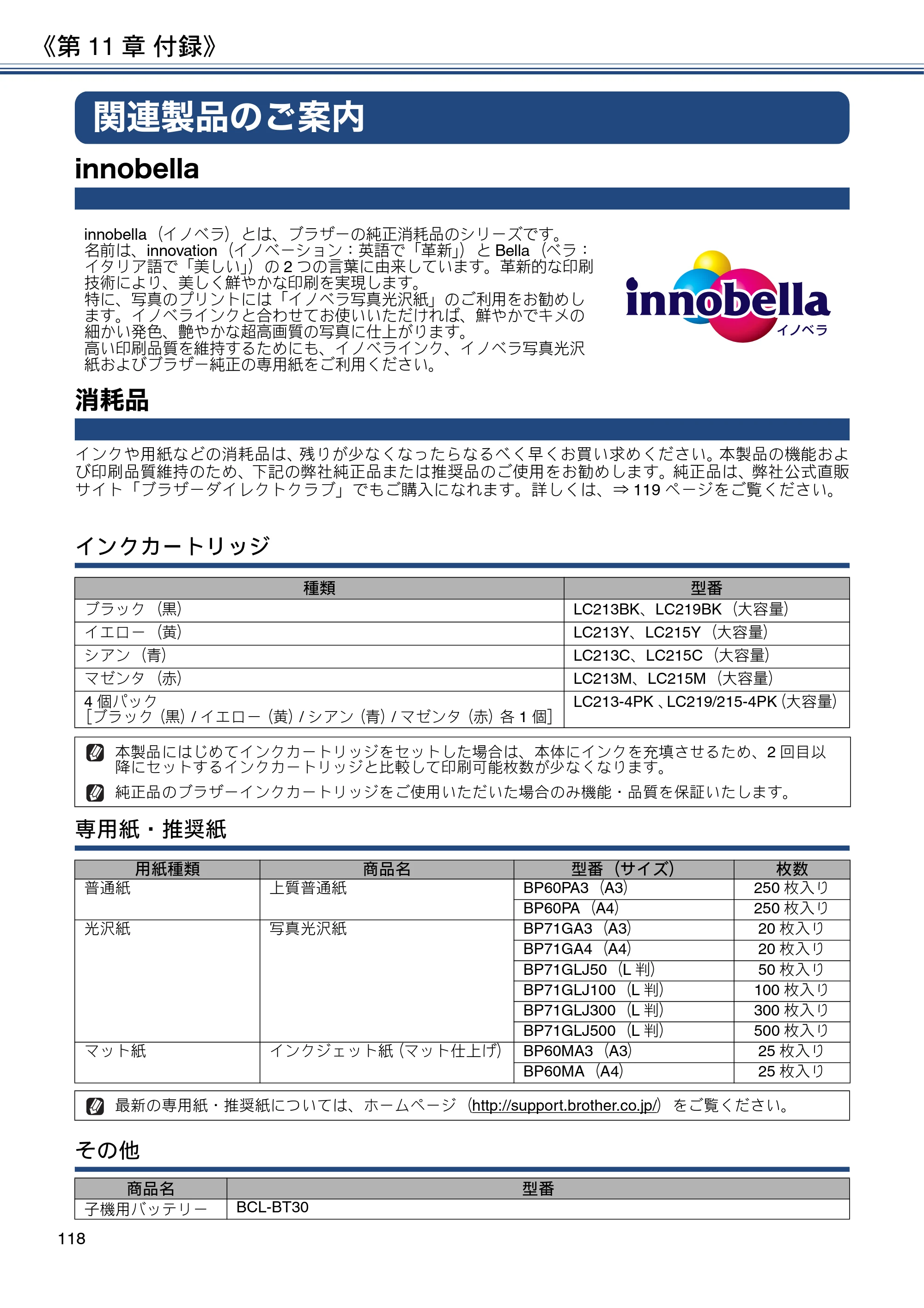 ブラザー MFC-J5820DN ユーザーズガイド ～基本編～ — 関連製品のご案内 — 原本ページ — 118ページ