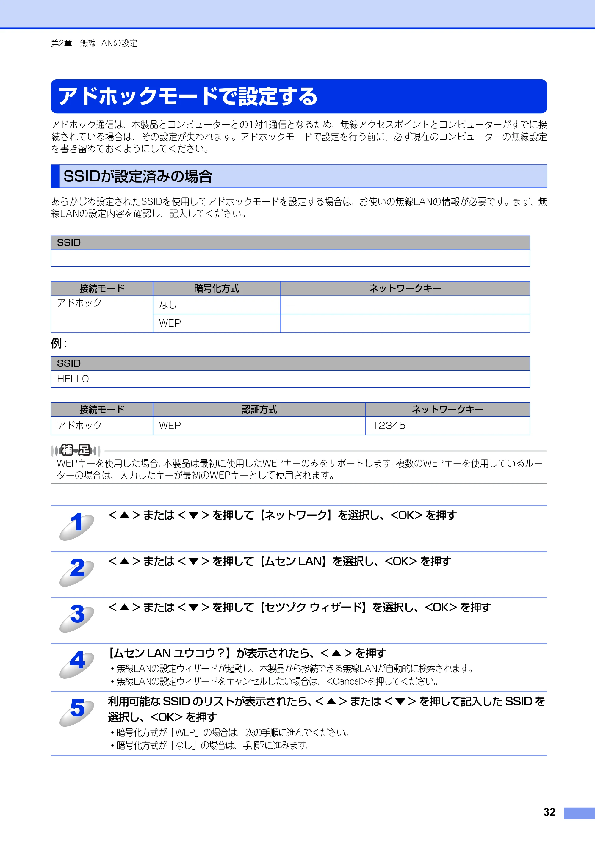 ブラザー HL-3140CW / HL-3170CDW ユーザーズガイド ～ネットワーク編～ — アドホックモードで設定する — 原本ページ — 33ページ