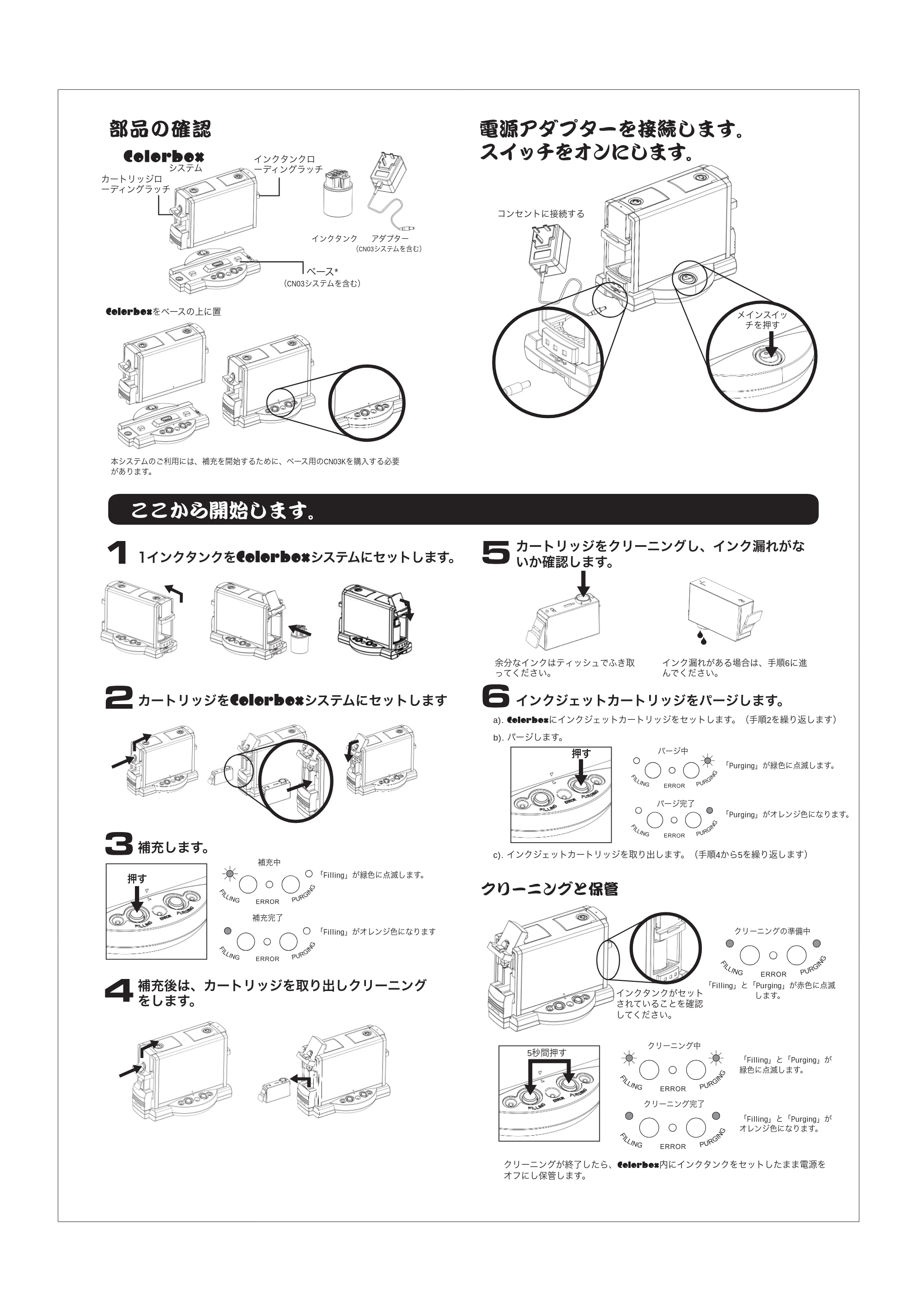 サンワサプライ 300-005-2 取扱説明書 — 部品の確認 電源アダプターを接続します。 スイッチをオンにします。 — 原本ページ — 2ページ