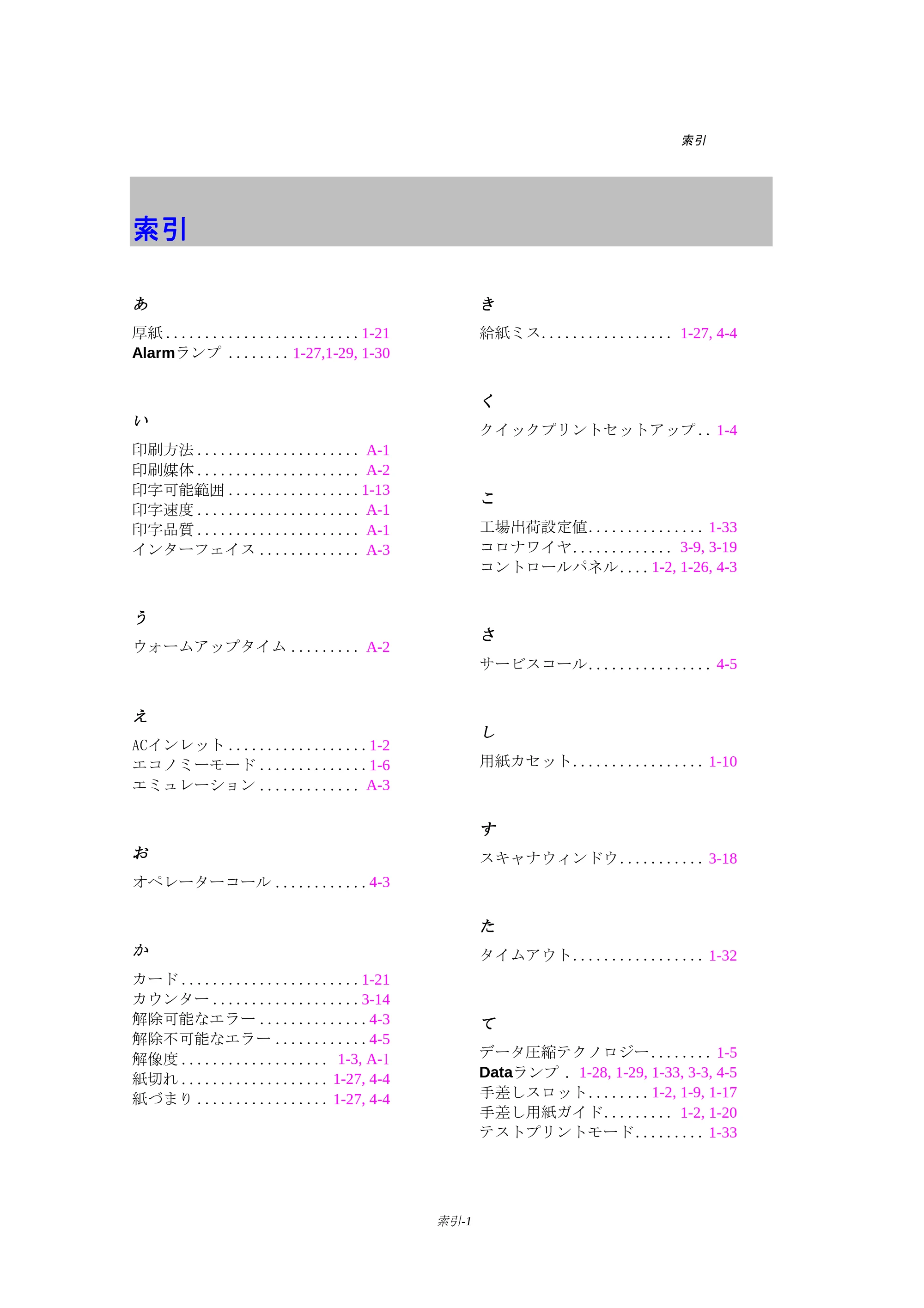 ブラザー HL-1240 取扱説明書（本体） — 索引 — 原本ページ — 99ページ