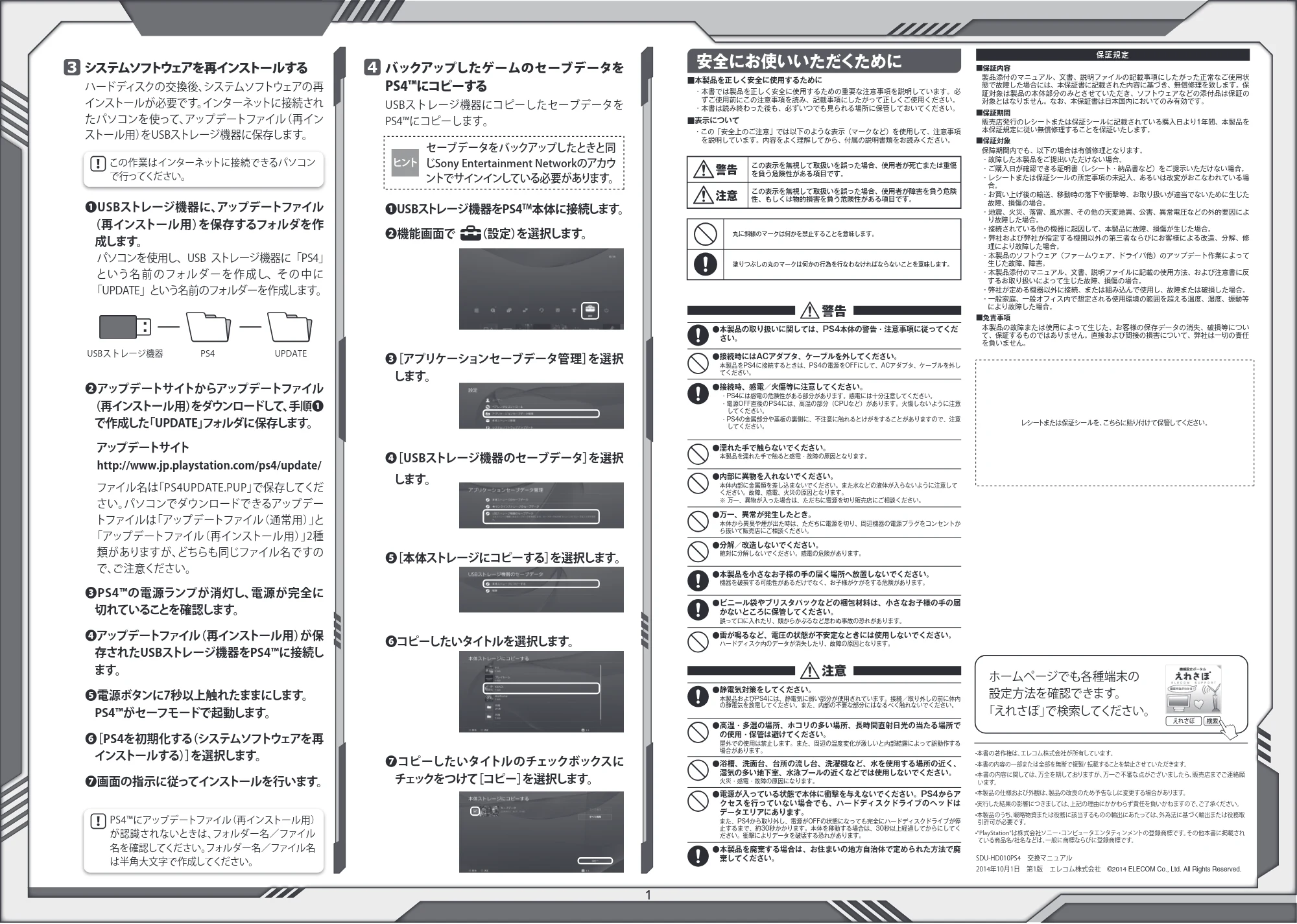 エレコム SDU-HD010PS4 交換マニュアル — 安全にお使いいただくために — 原本ページ — 2ページ