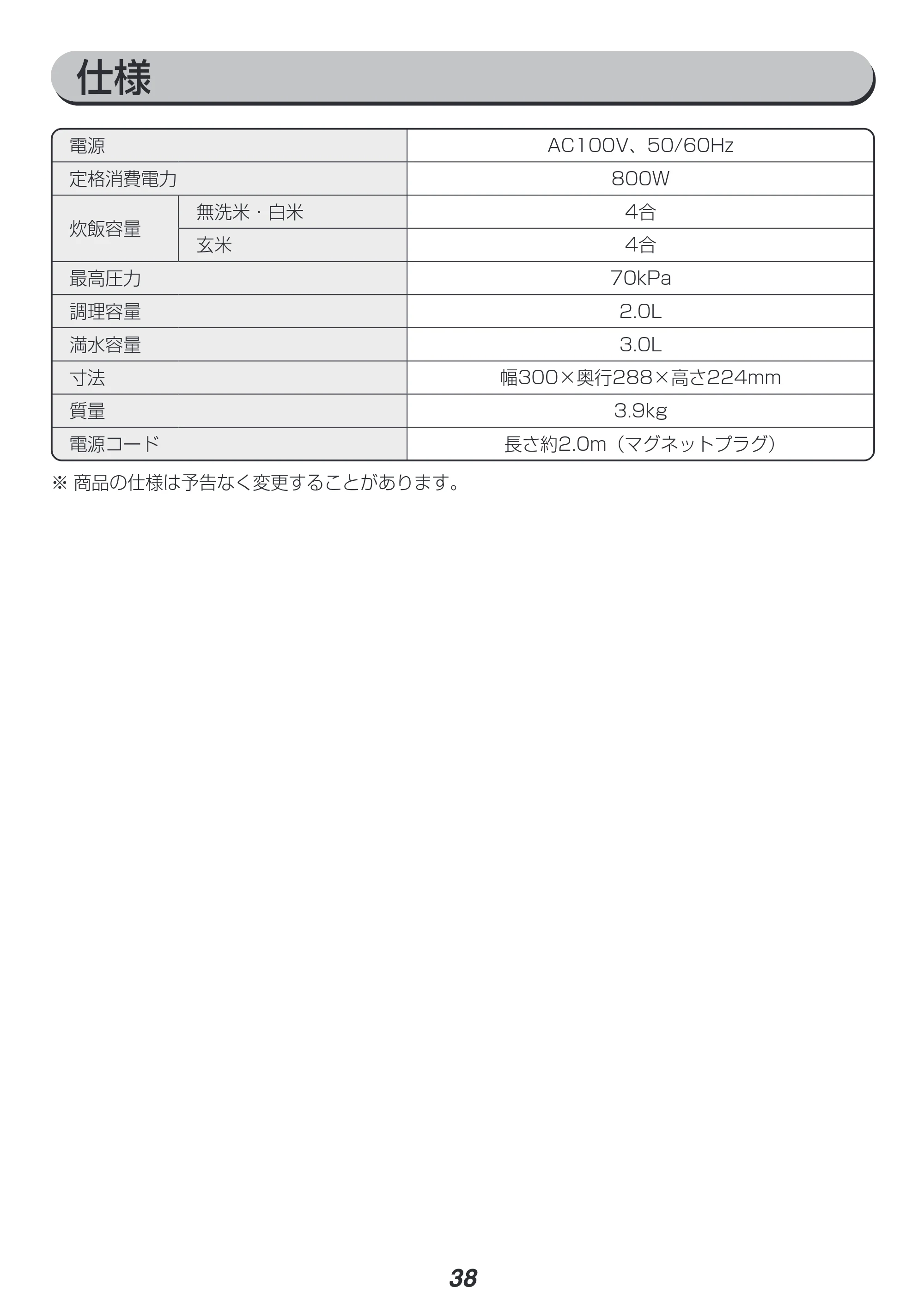 アイリスオーヤマ PC-MA3 取扱説明書 — 原本ページ — 38ページ