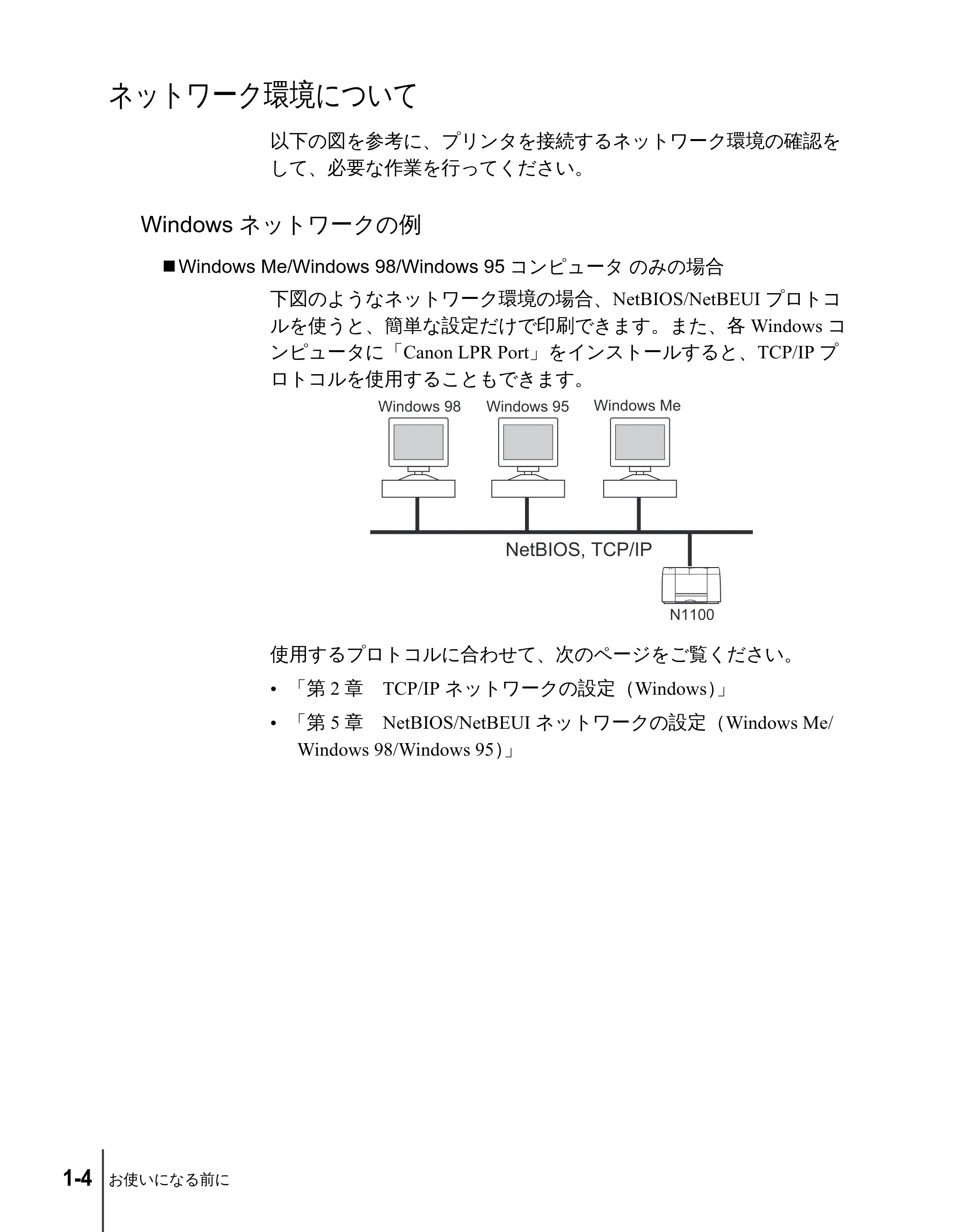 キヤノン N2100/N1100 ネットワークガイド （PDF形式／1.85Mバイト） — ネットワーク環境について — 原本ページ — 14ページ