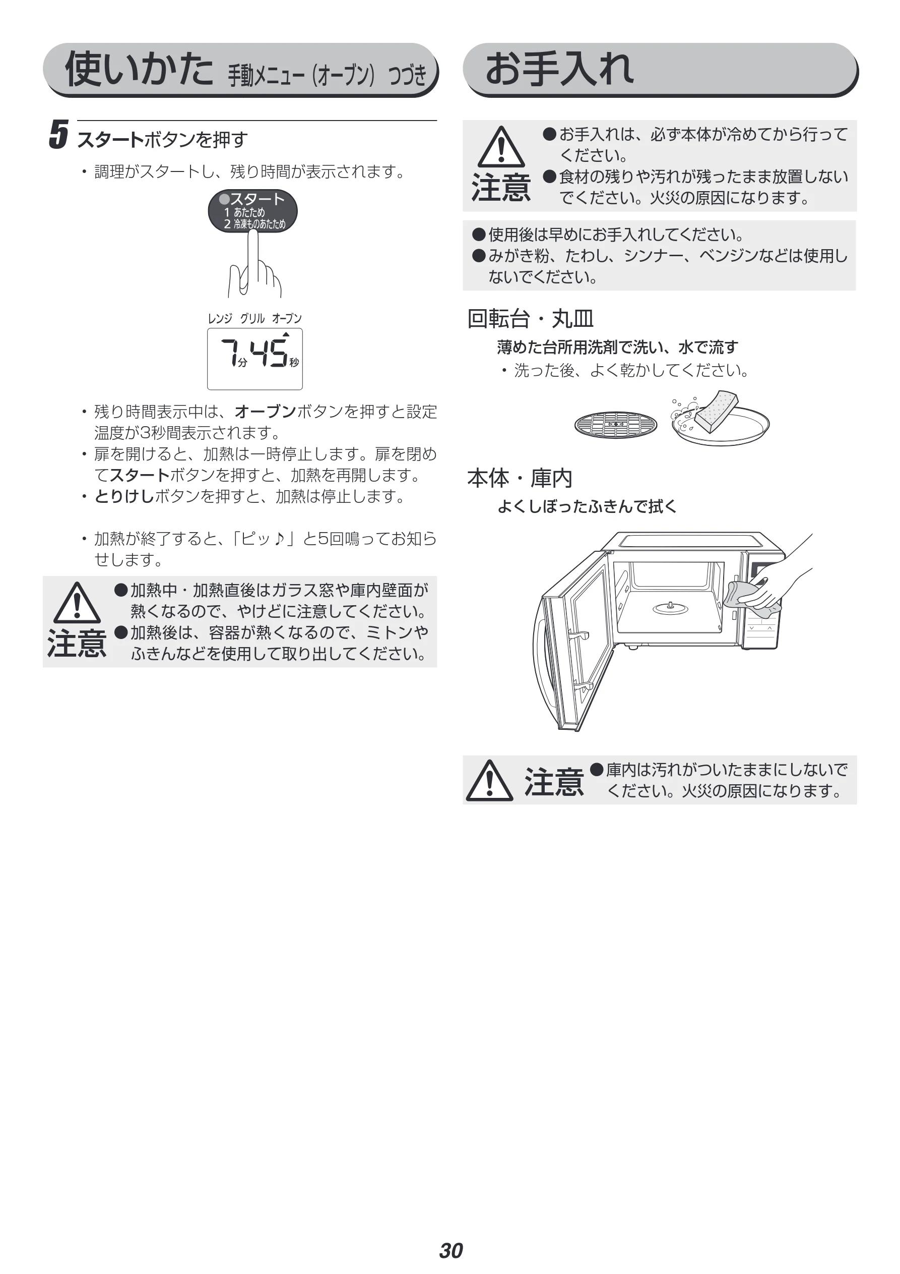 アイリスオーヤマ MO-T1603 取扱説明書 — お手入れ — 図版 30-1 — 30ページ