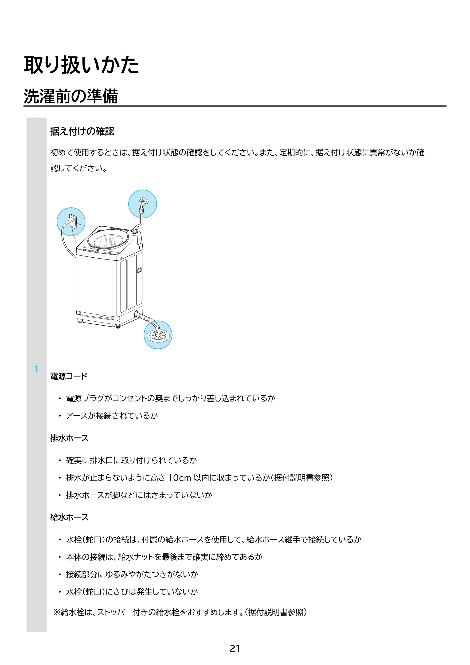 アイリスオーヤマ ITW-A1053H 取扱説明書 — 原本ページ — 21ページ