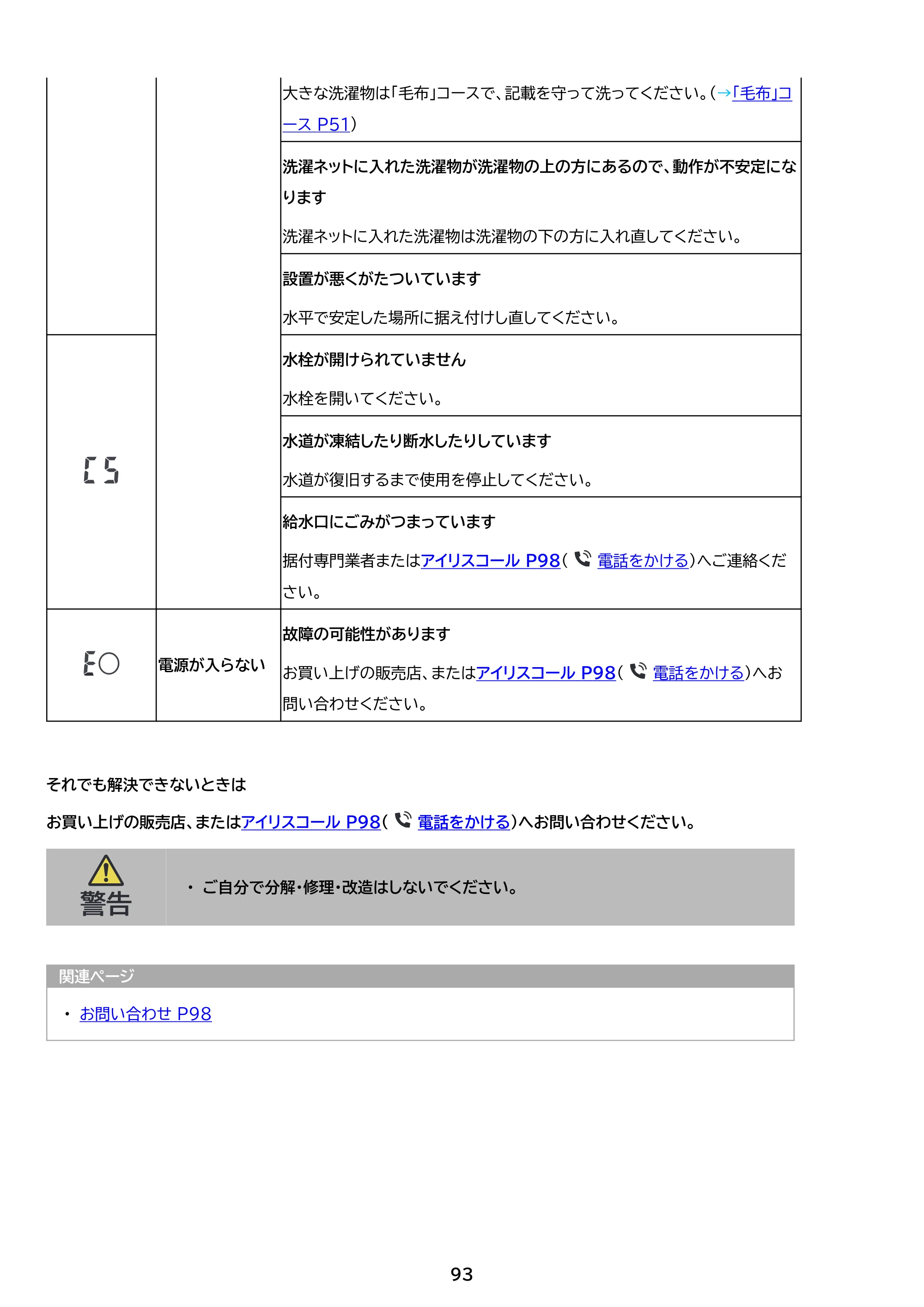 アイリスオーヤマ ITW-A1053H 取扱説明書 — 原本ページ — 93ページ