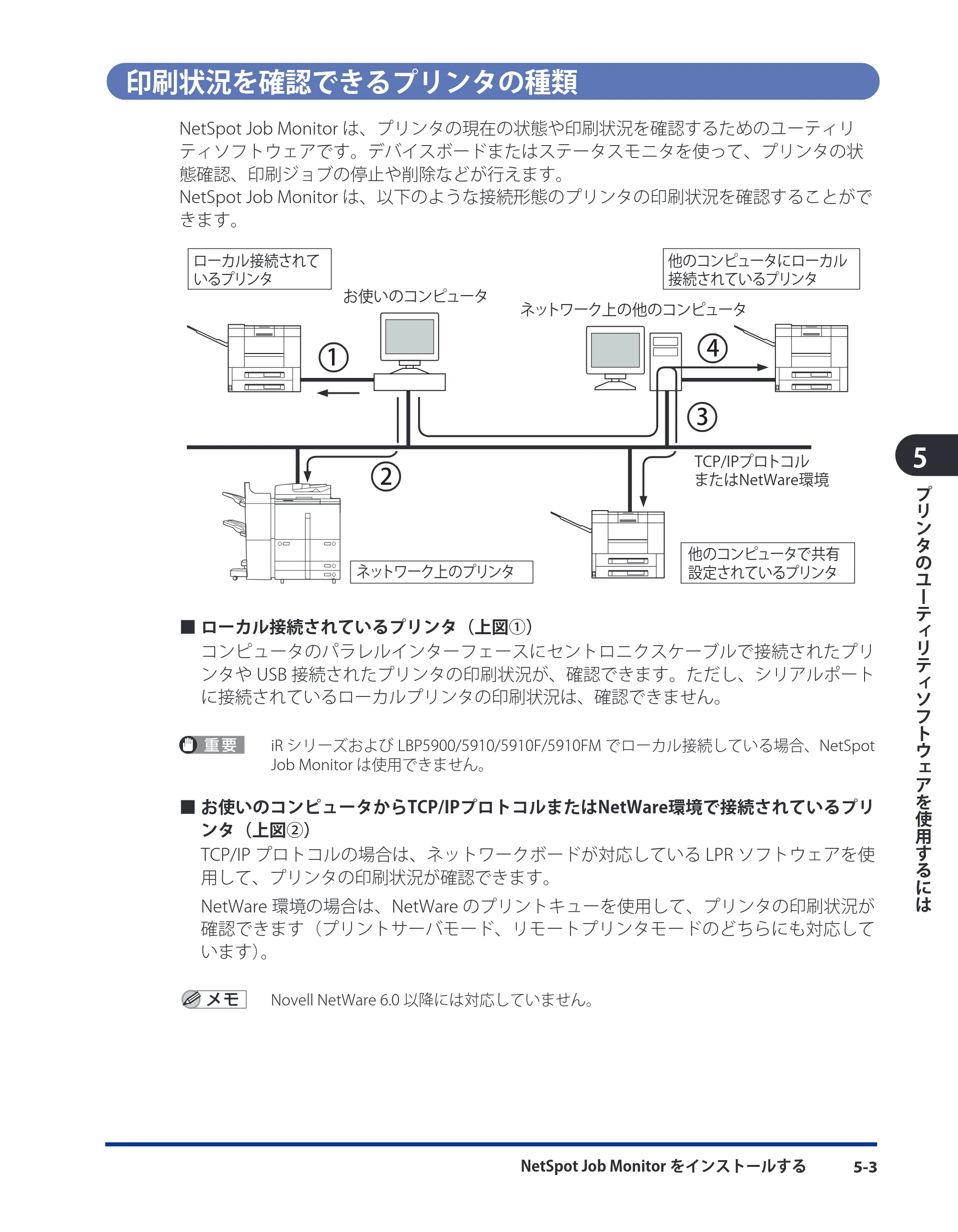 キヤノン LBP3980 LIPS V ソフトウエアガイド 2008年6月20日掲載 （PDF形式／8.19Mバイト） — 印刷状況を確認できるプリンタの種類 — 原本ページ — 140ページ