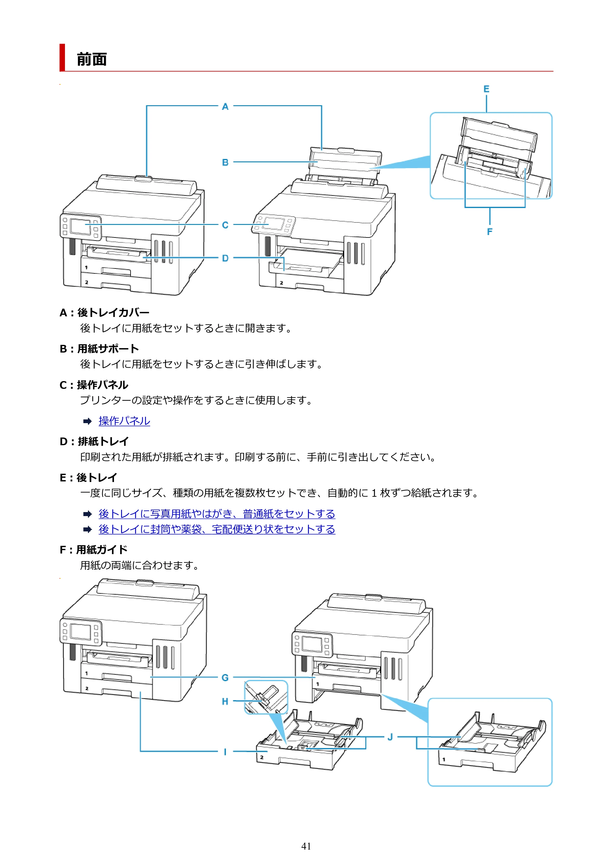 キヤノン GX5530 GX5530 (PDF) オンラインマニュアル 取扱説明書 2026年3月19日掲載（PDF：4.7MB） — 前面 — 原本ページ — 41ページ