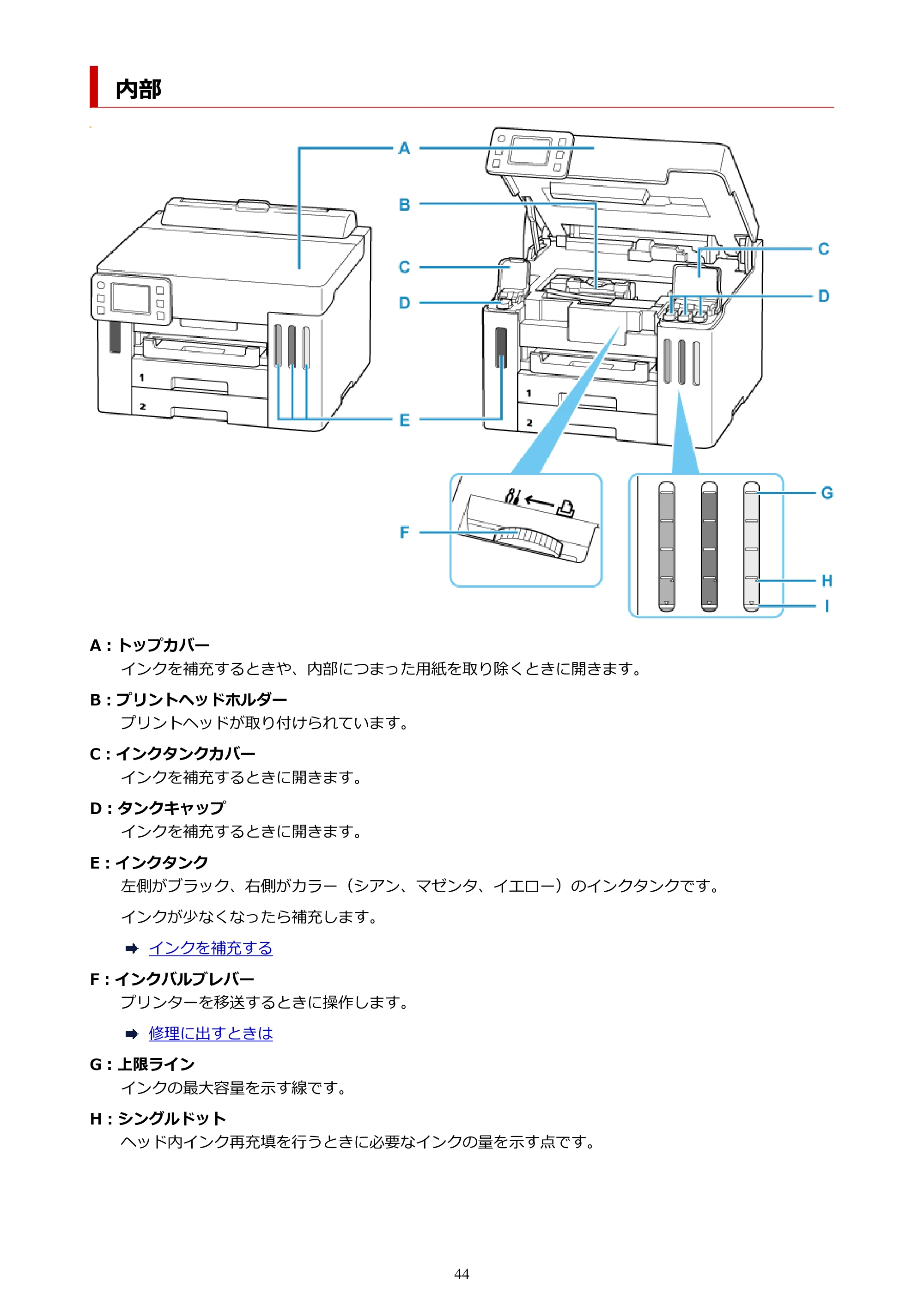 キヤノン GX5530 GX5530 (PDF) オンラインマニュアル 取扱説明書 2026年3月19日掲載（PDF：4.7MB） — 内部 — 原本ページ — 44ページ