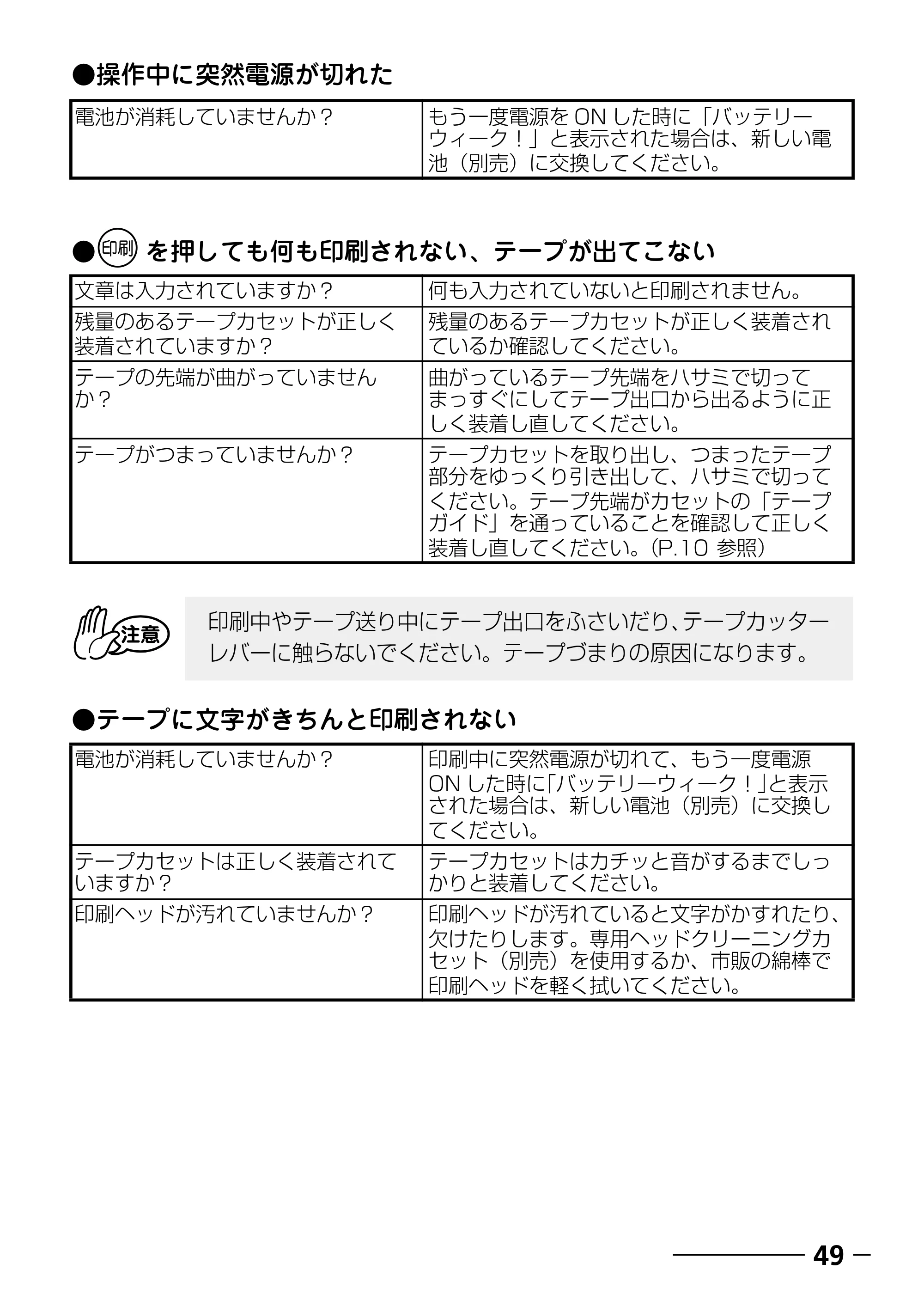 ブラザー PT-240 取扱説明書 (ユーザーズガイド) — お手入れのしかた — 原本ページ — 51ページ