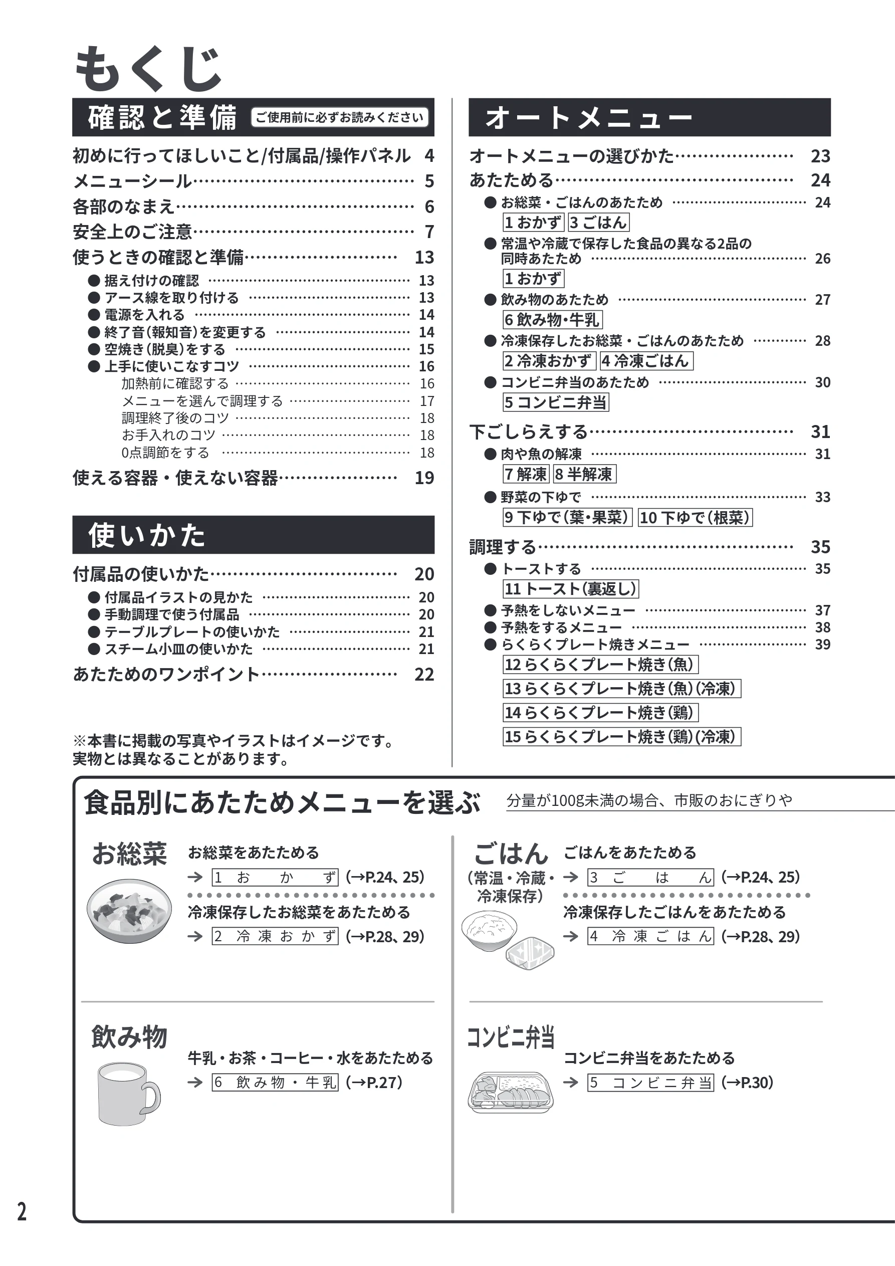 日立 MRO-S7E 取扱説明書 — もくじ — 図版 2-1 — 2ページ