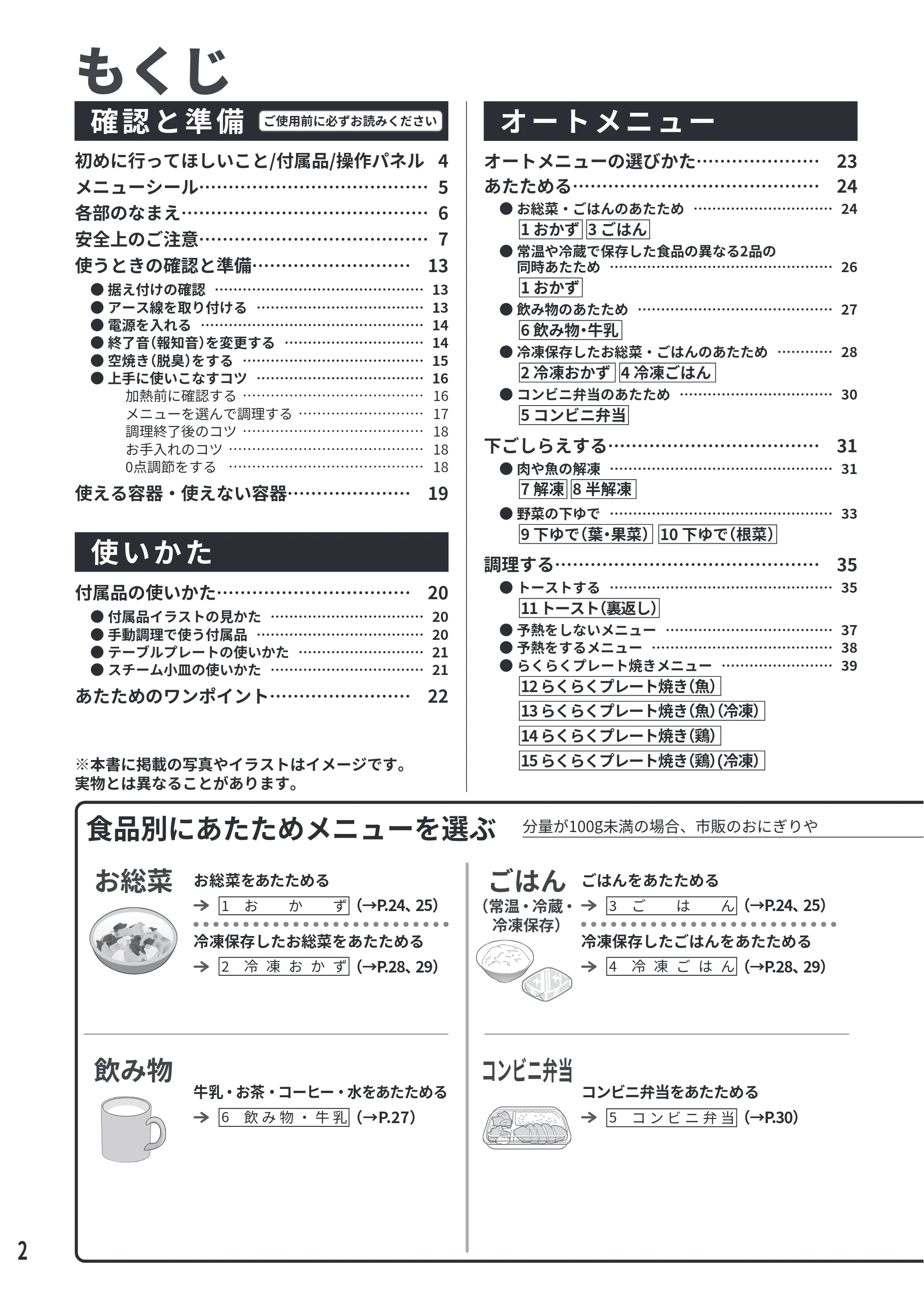 日立 MRO-S7E 取扱説明書 — もくじ — 原本ページ — 2ページ