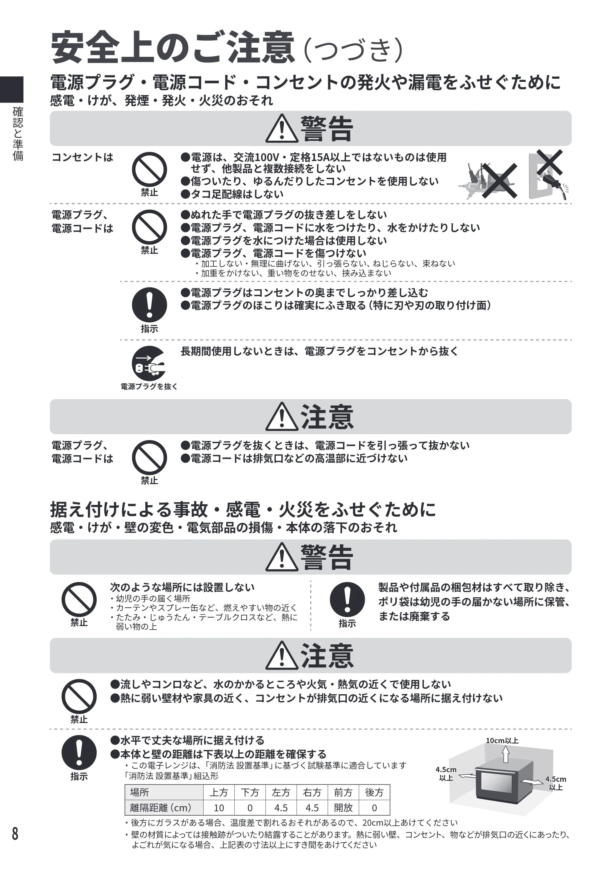 日立 MRO-S7E 取扱説明書 — 安全上のご注意（つづき） — 原本ページ — 8ページ