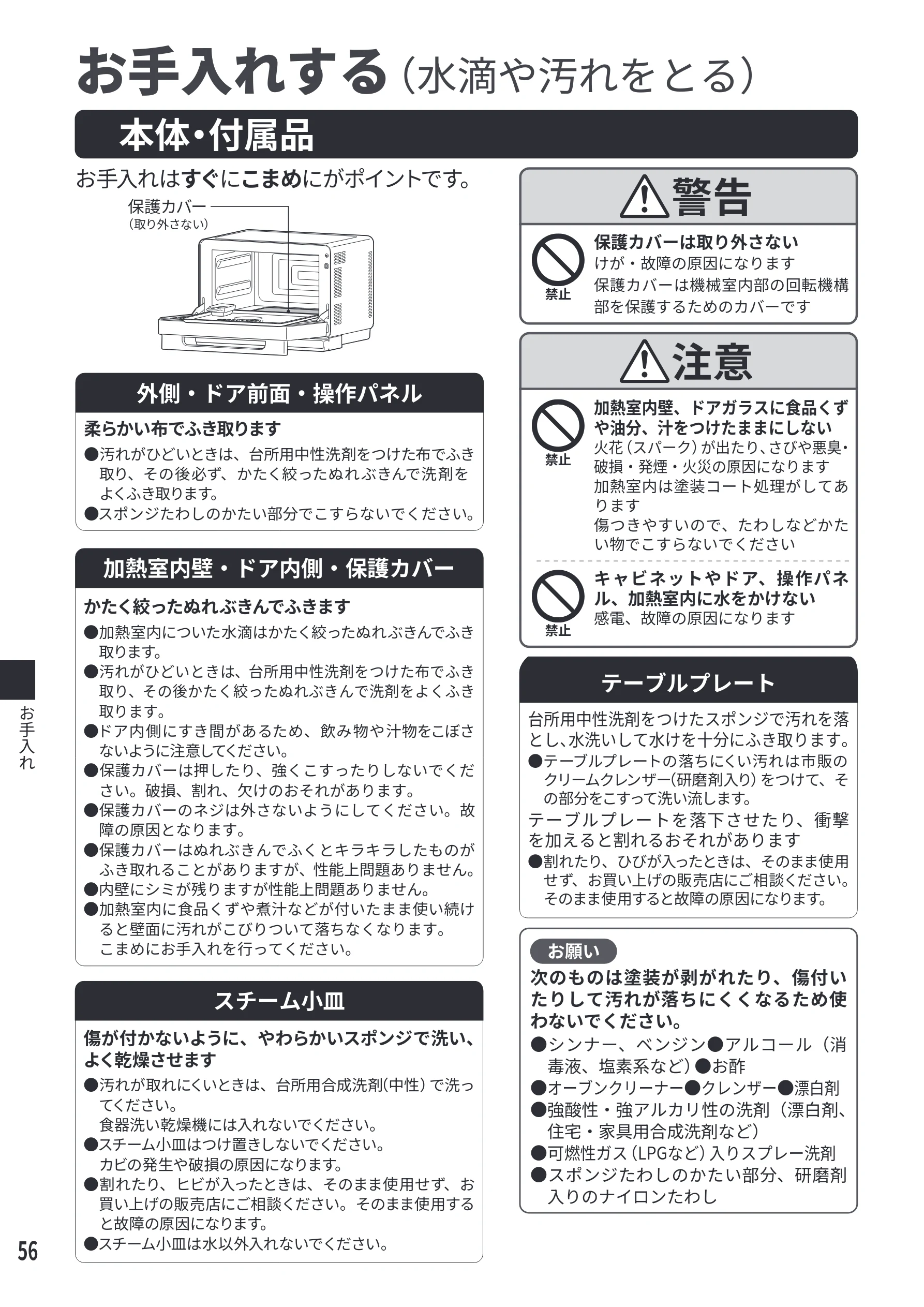 日立 MRO-S7E 取扱説明書 — お手入れ — 図版 56-1 — 56ページ