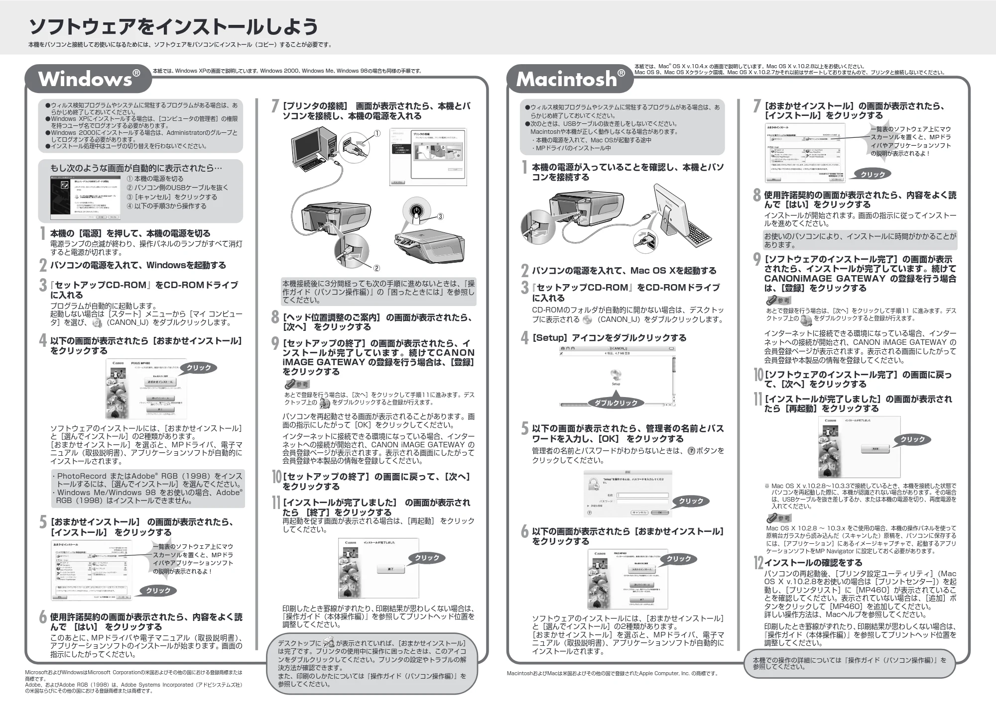 キヤノン PIXUS MP460 かんたんスタートガイド (PDF形式/1.28Mバイト) — 原本ページ — 2ページ