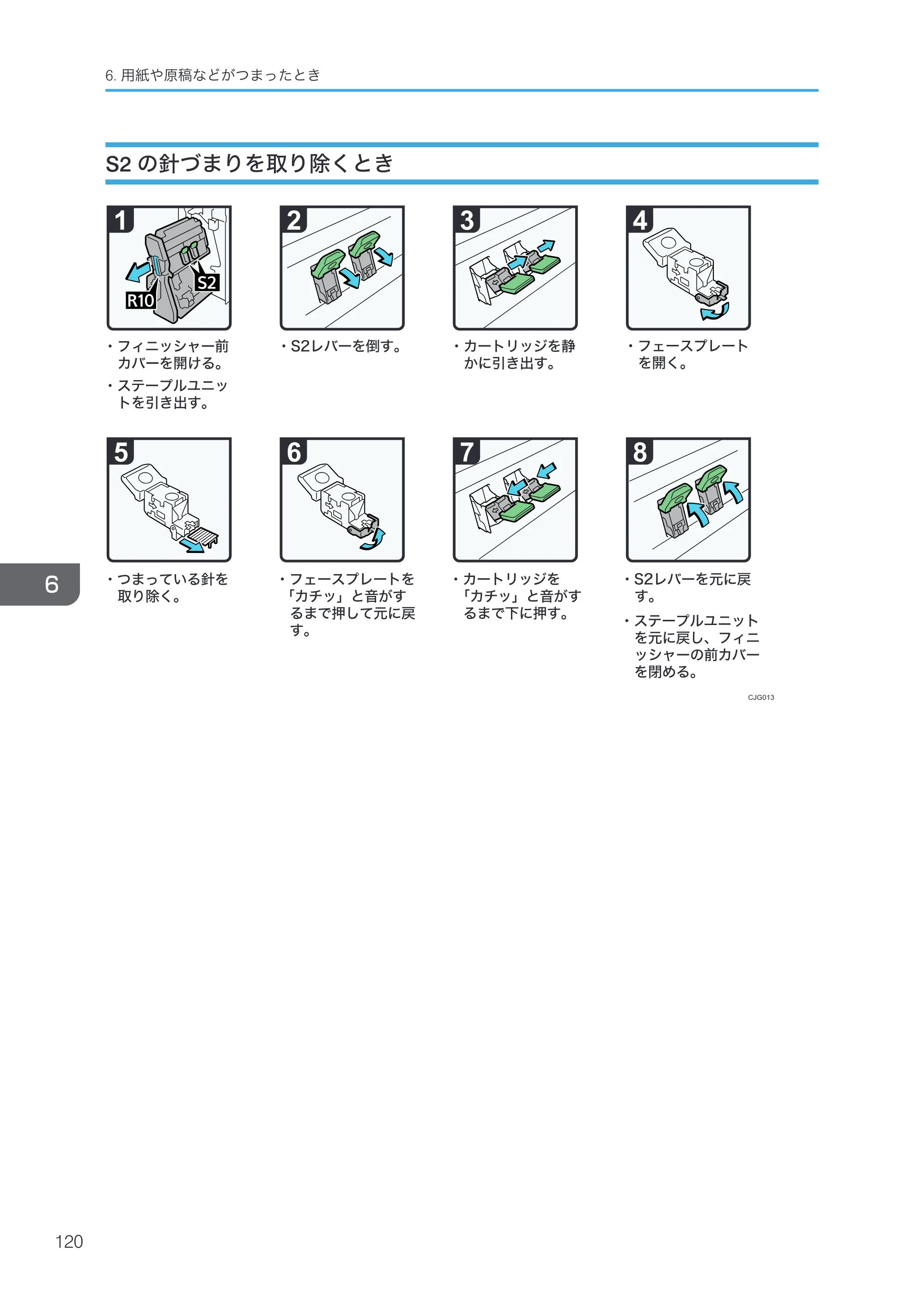 京セラ TASKalfa 4000w / TASKalfa 4001w TASKalfa 4000w/4001w 使用説明書 (こまったときは) — S2の針づまりを取り除くとき — 原本ページ — 122ページ