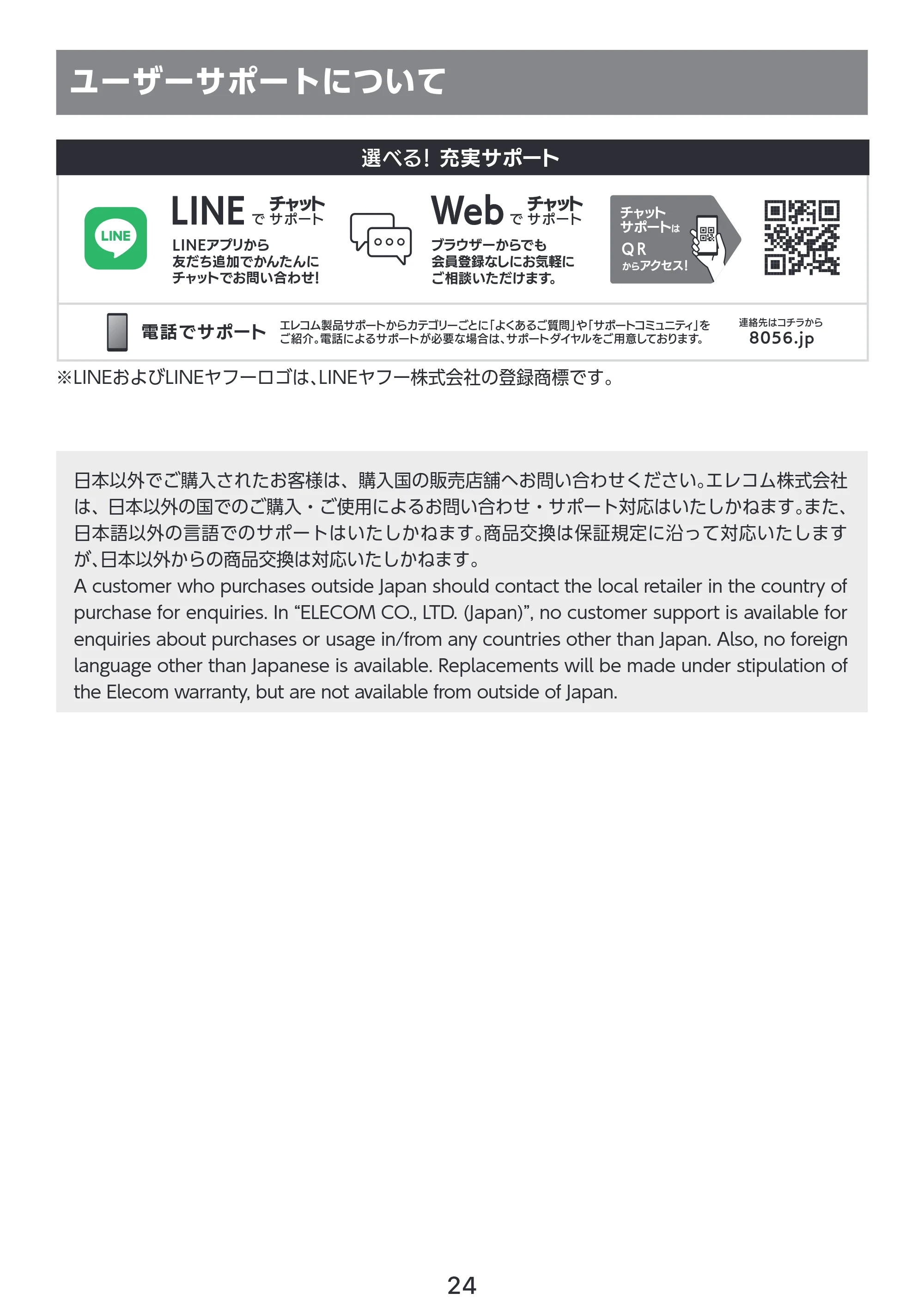 エレコム PET-AF04WH 取扱説明書 — ユーザーサポートについて — 原本ページ — 25ページ