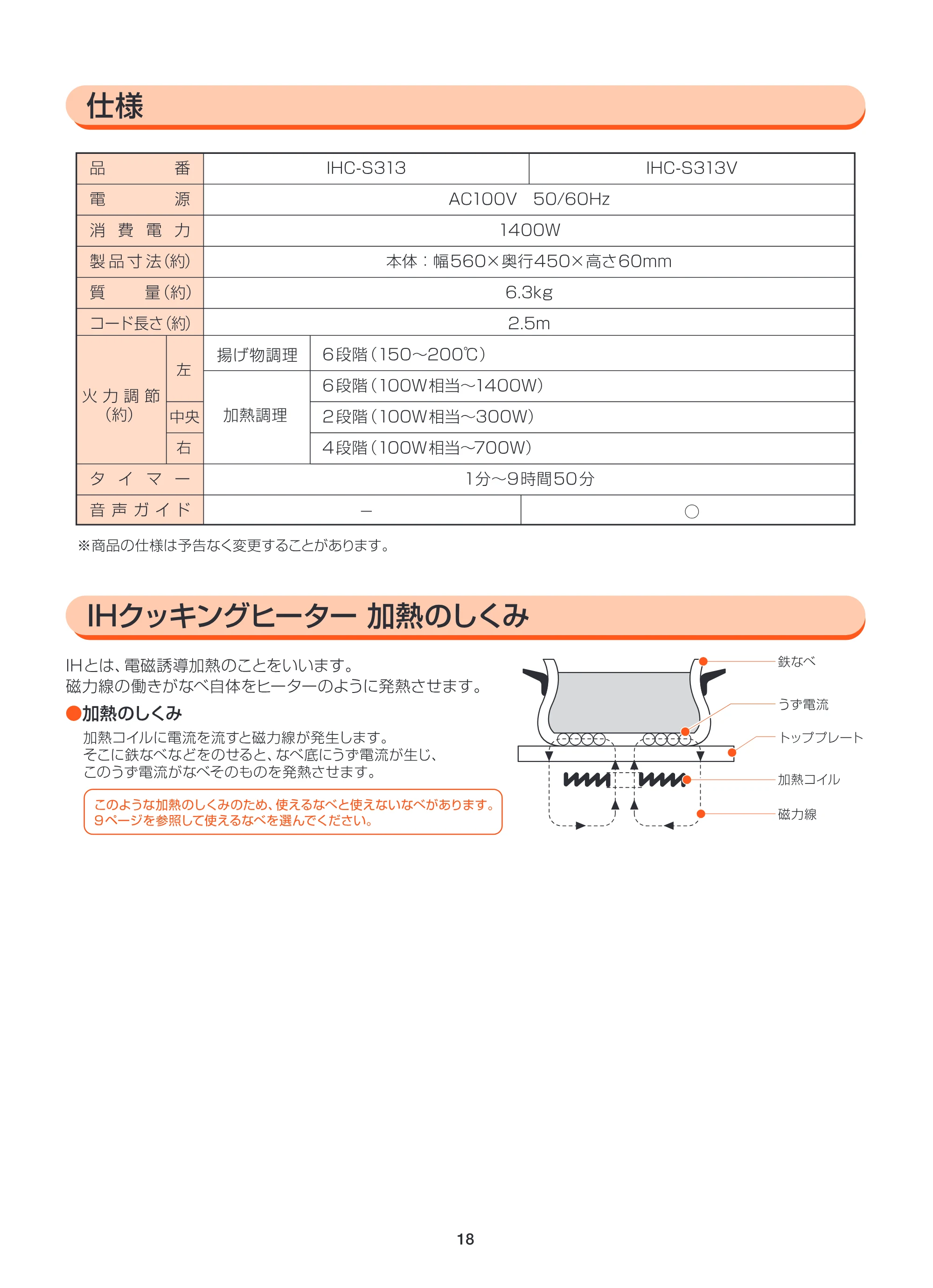 アイリスオーヤマ IHC-S313 取扱説明書 — IHC-S313_P18 [Converted] — 原本ページ — 18ページ