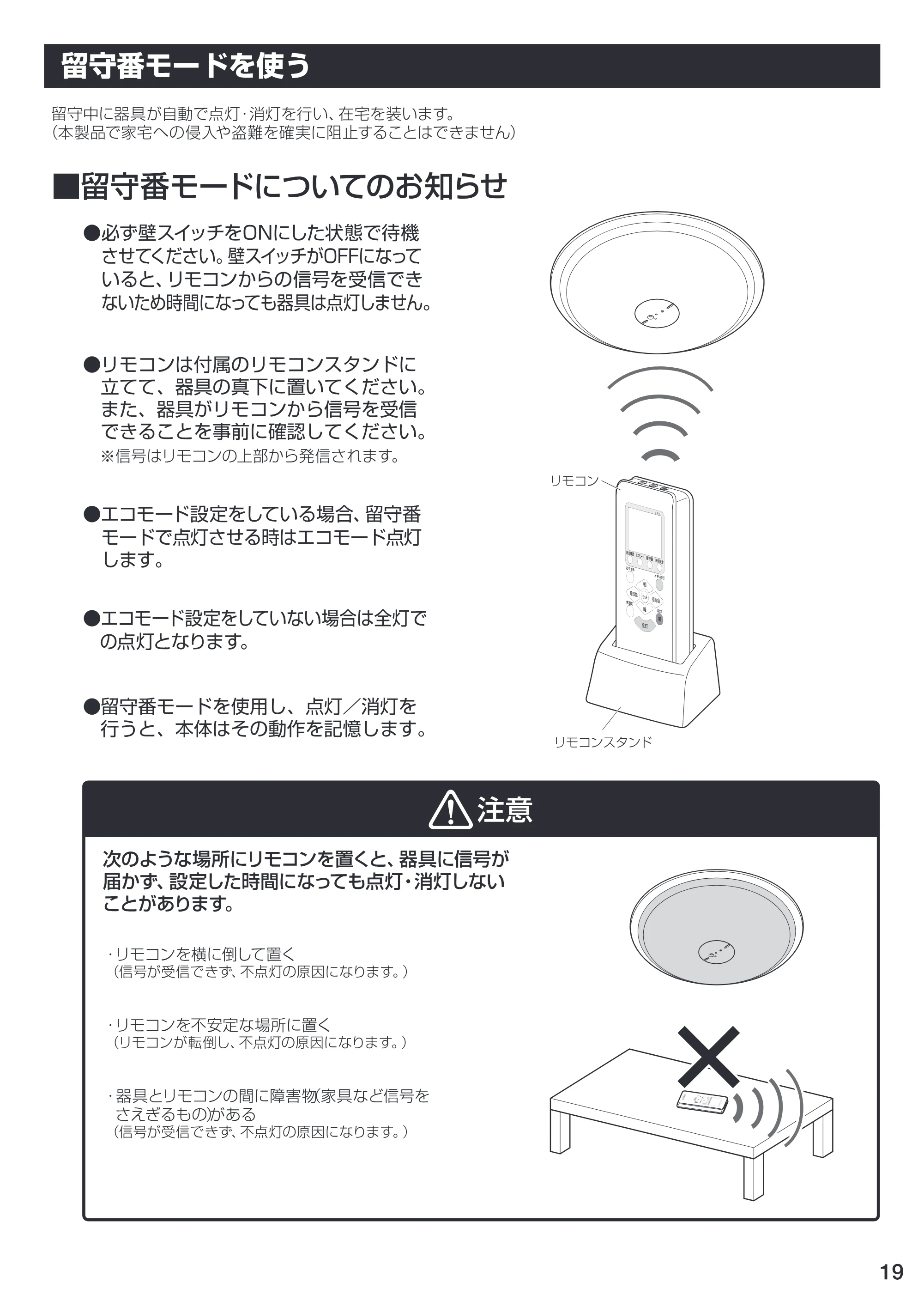 アイリスオーヤマ CL12DL-PHSL 取扱説明書 — 留守 番モードを使う — 原本ページ — 19ページ