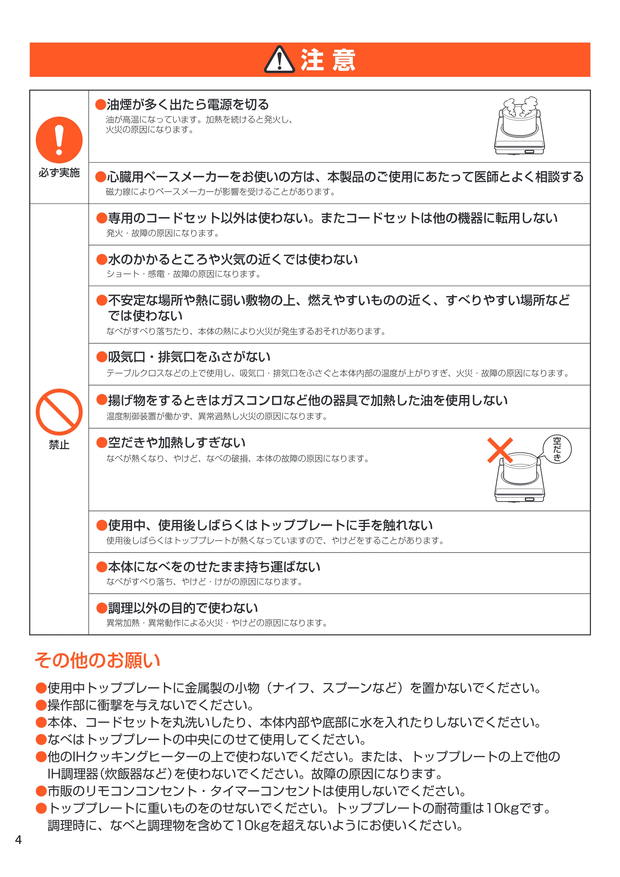 アイリスオーヤマ EIH14V-B 取扱説明書 — 原本ページ — 4ページ