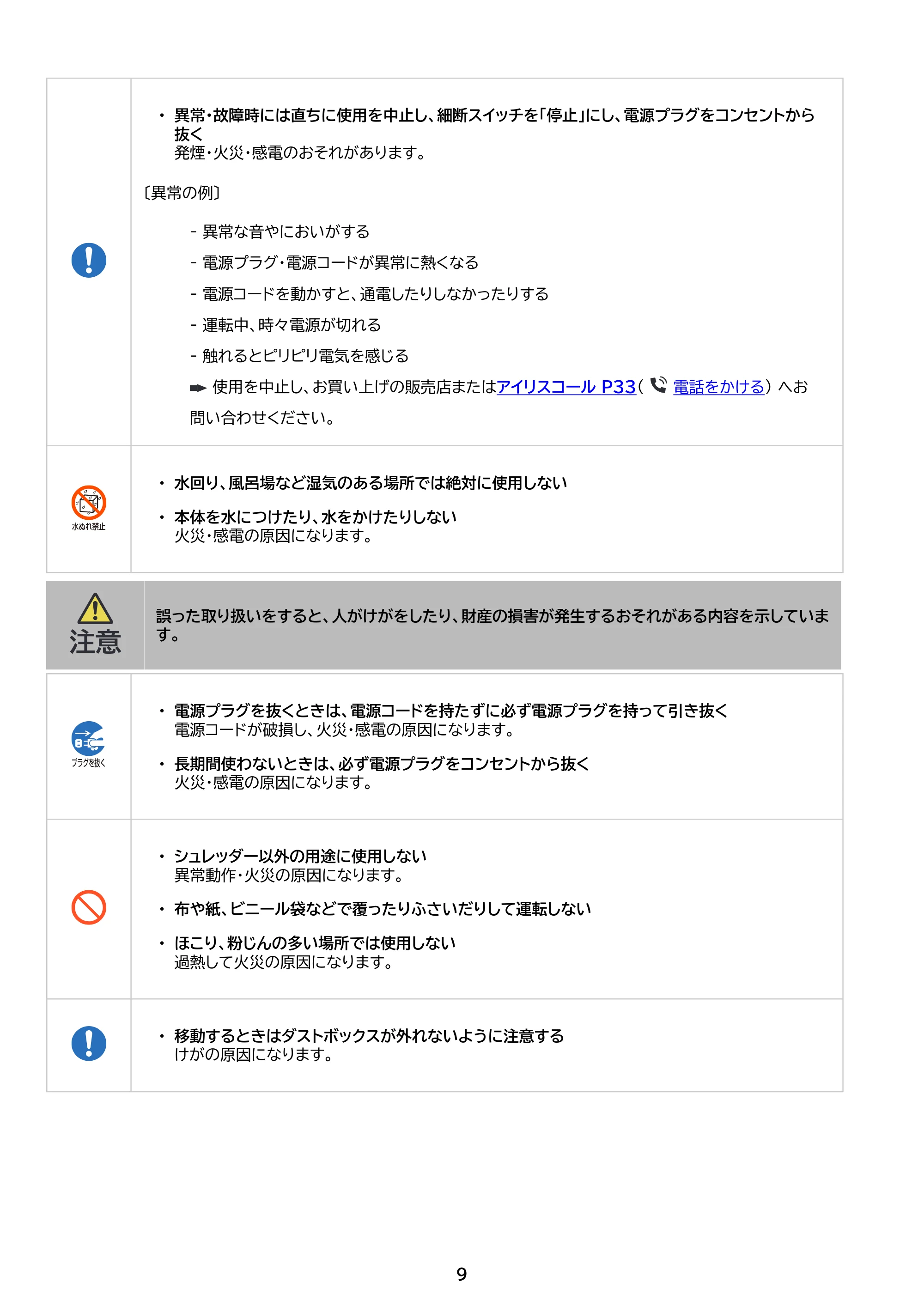 アイリスオーヤマ KP7HC-35E 取扱説明書 — 原本ページ — 9ページ