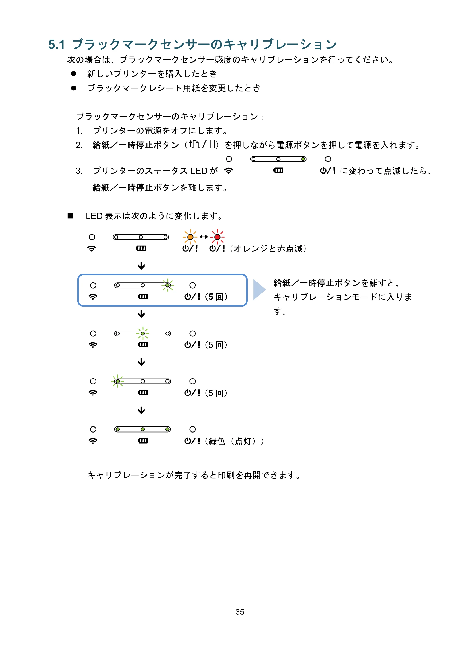 ブラザー RJ-3035B / RJ-2035B ユーザーズガイド — 5.1 ブラックマークセンサーのキャリブレーション — 原本ページ — 39ページ