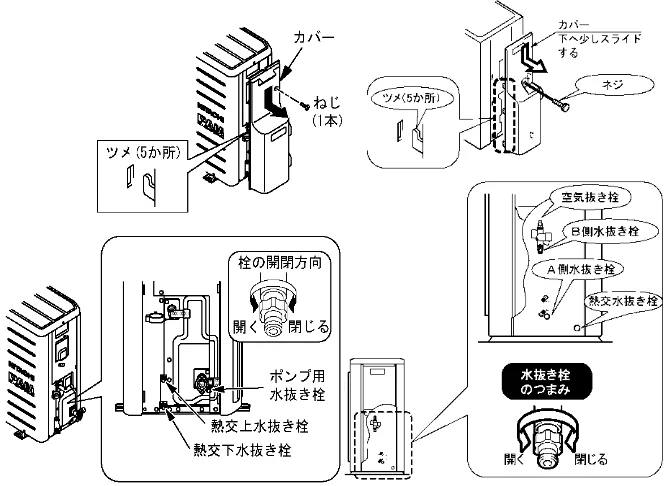 日立 BHP-F37EUK / BHP-F46EUK 取扱説明書 — タンクの排水のしかた — 図版 41-2 — 41ページ