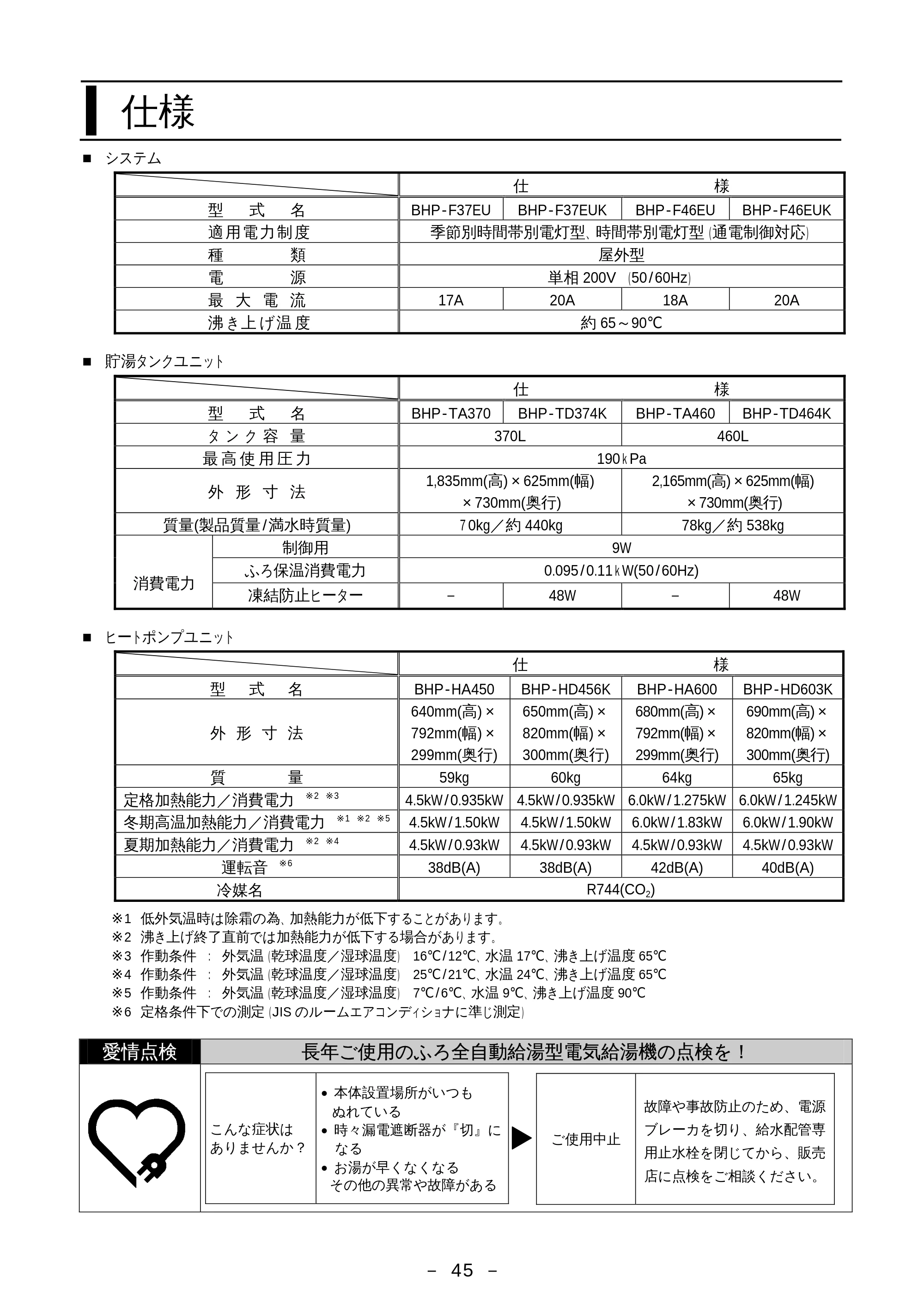日立 BHP-F37EUK / BHP-F46EUK 取扱説明書 — 仕様 — 原本ページ — 46ページ