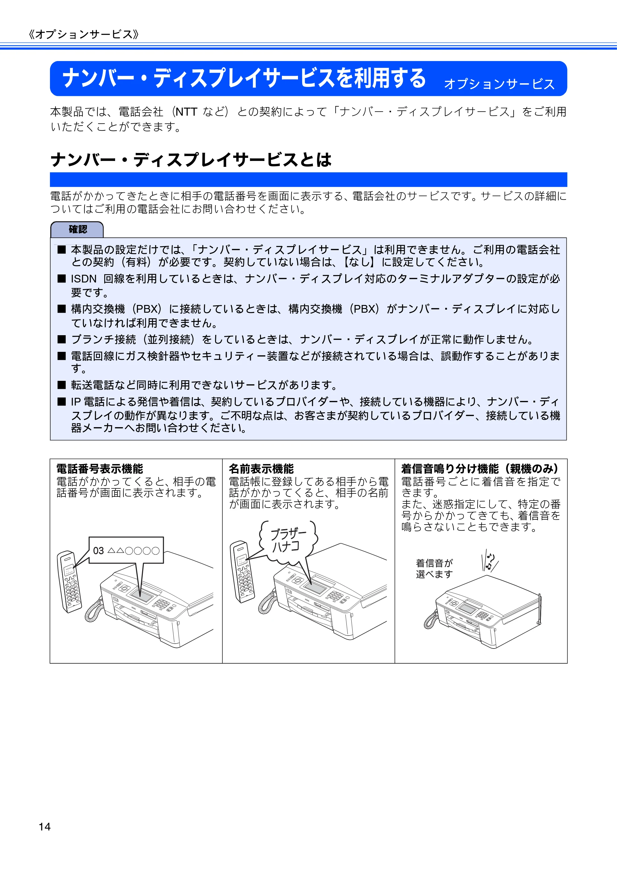 ブラザー DCP-J540N / DCP-J740N / MFC-J710D/ MFC-J710DW ユーザーズガイド ~応用編~ — ナンバー・ディスプレイサービスを利用する — 原本ページ — 16ページ