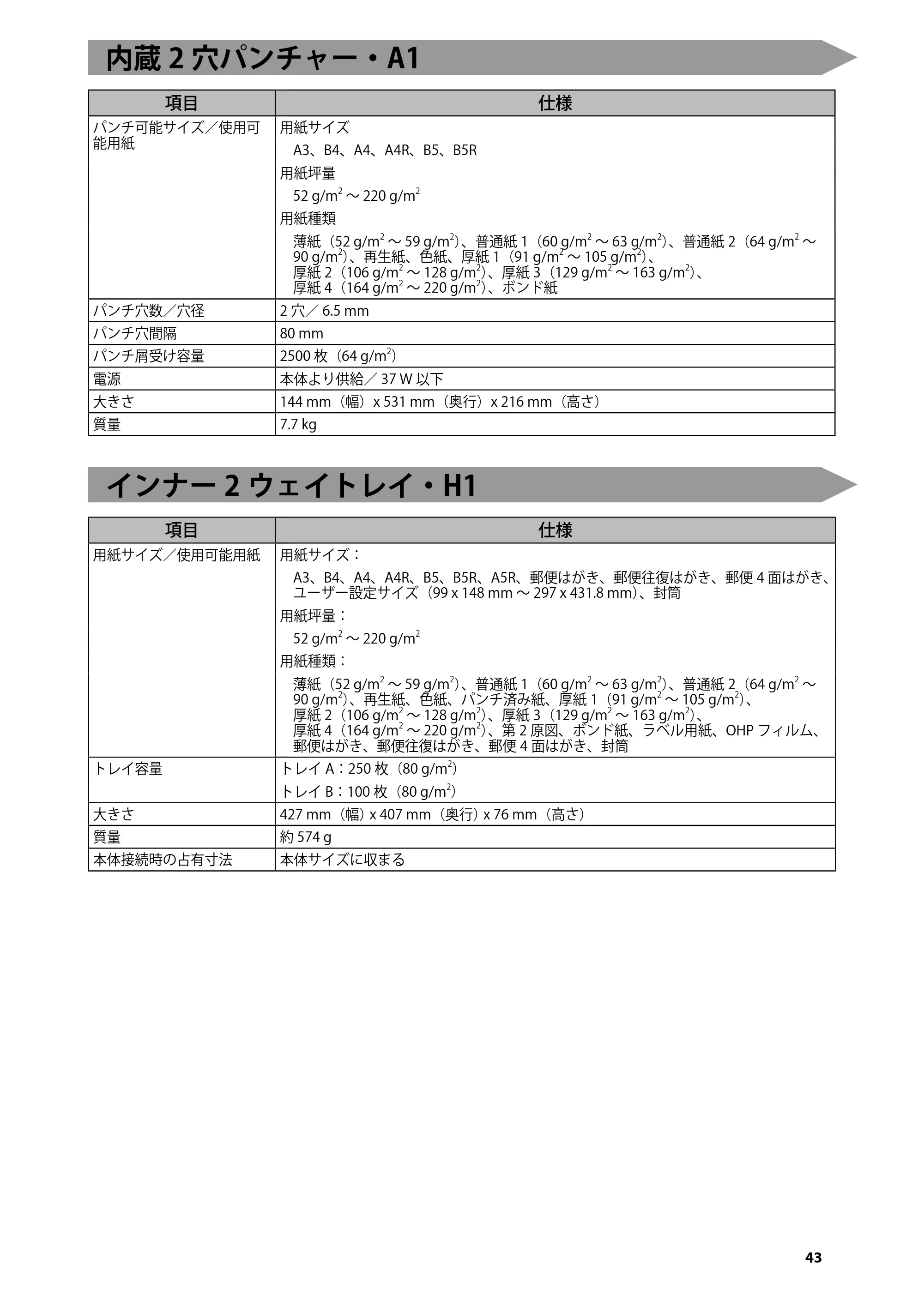 キヤノン imageRUNNER ADVANCE 4045F/4045F-R/4045/4035F/4035/4025F/4025F-R/4025 はじめにお読みください 2012年5月17日更新（PDF：2.45MB） — 内蔵2穴パンチャー・A1 — 原本ページ — 45ページ