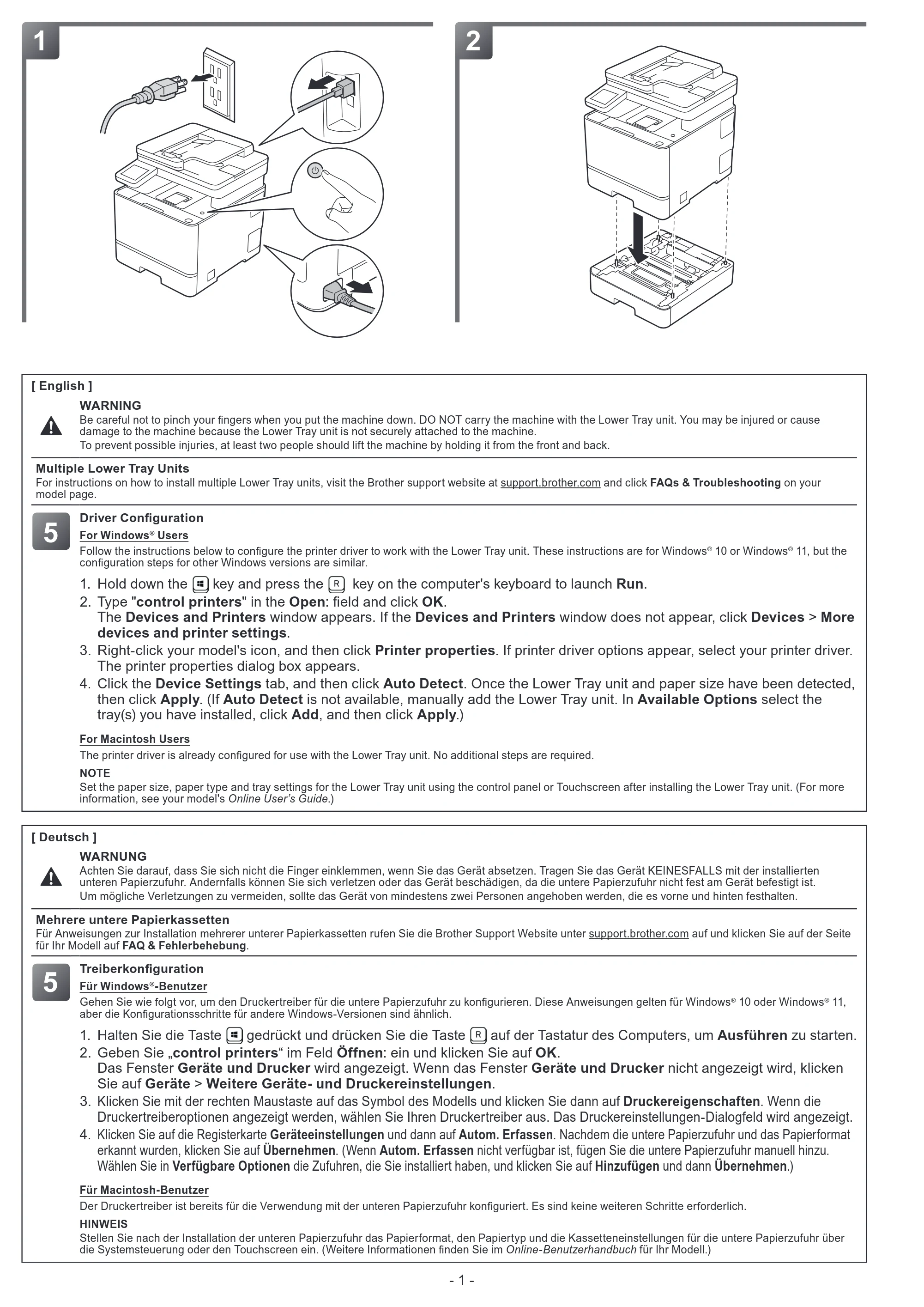 ブラザー HL-L8430CDW / HL-L8570CDW / MFC-L8730CDW 増設用紙トレイの取り付け方法 — 原本ページ — 2ページ