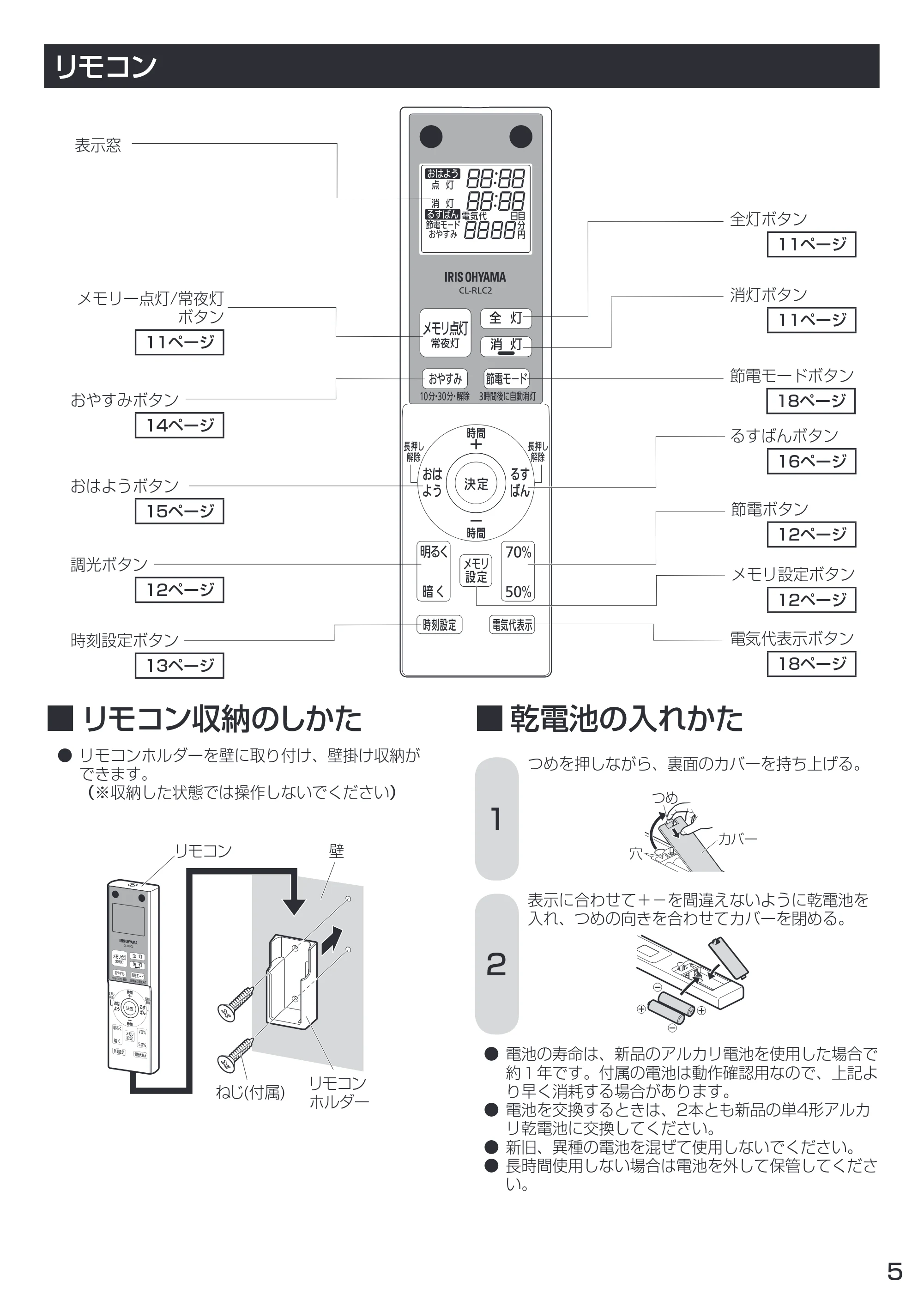 アイリスオーヤマ CL8N-FEIII 取扱説明書 — 原本ページ — 5ページ