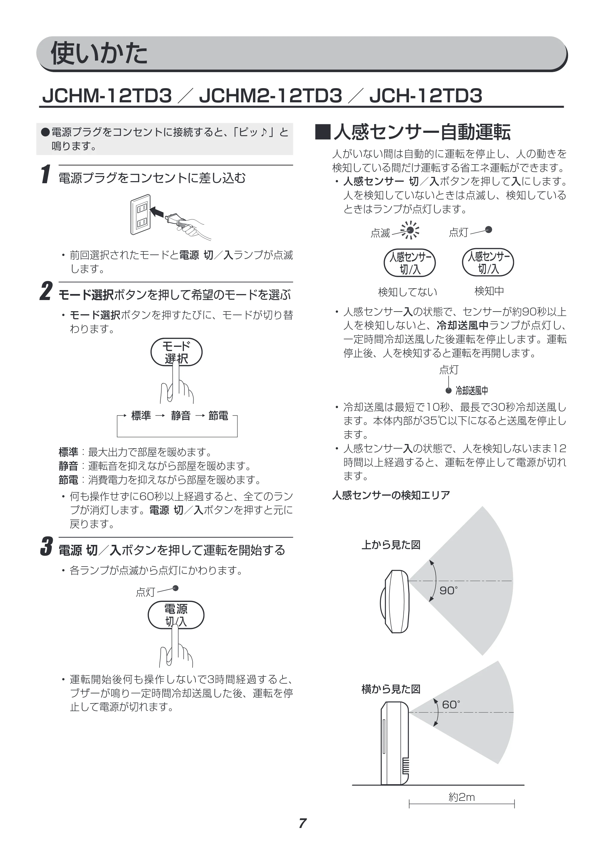 アイリスオーヤマ JCH-12TD3 取扱説明書 — 使いかた — 原本ページ — 7ページ