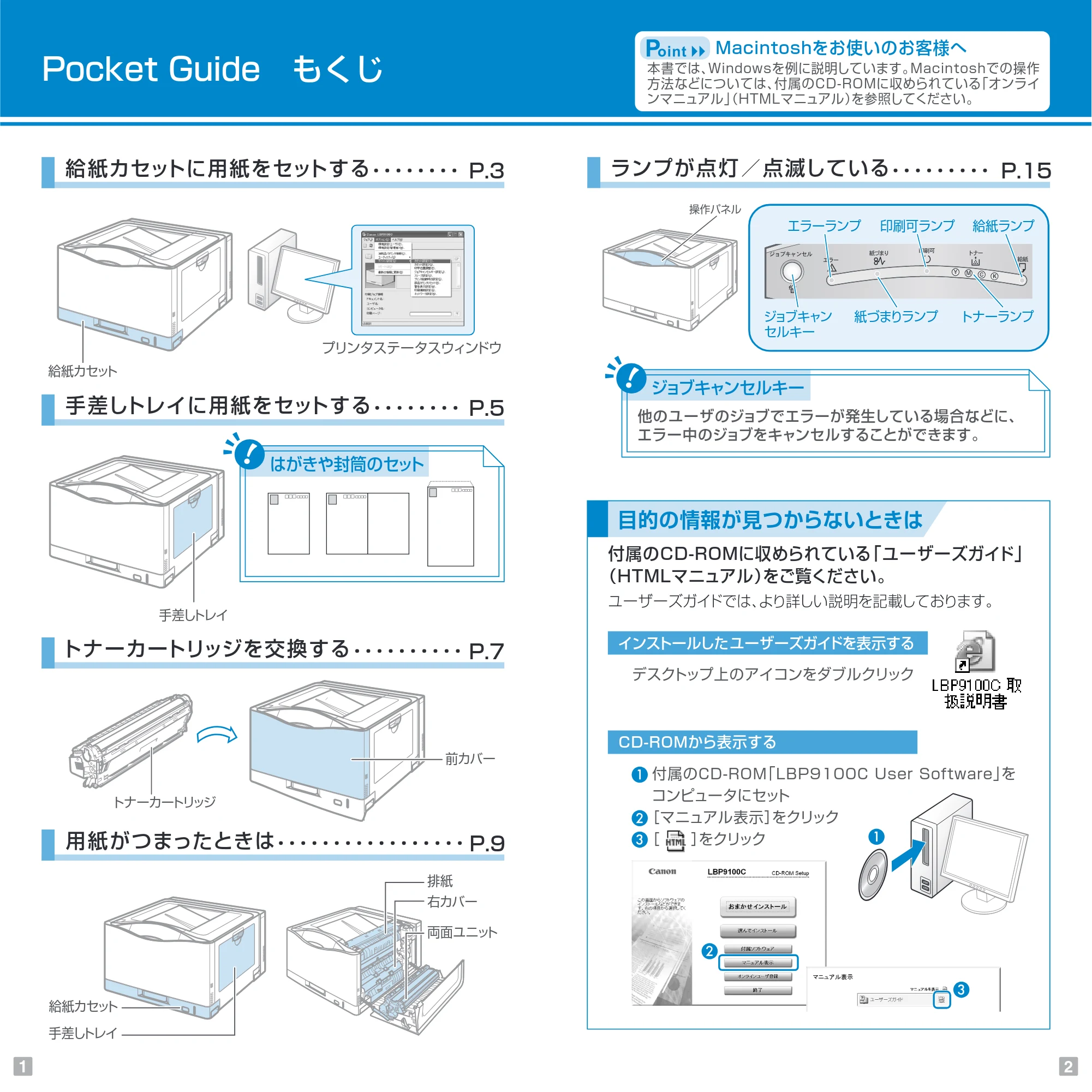 キヤノン LBP9100C Pocket Guide 2015年10月1日更新(PDF:5.53MB) — 原本ページ — 2ページ