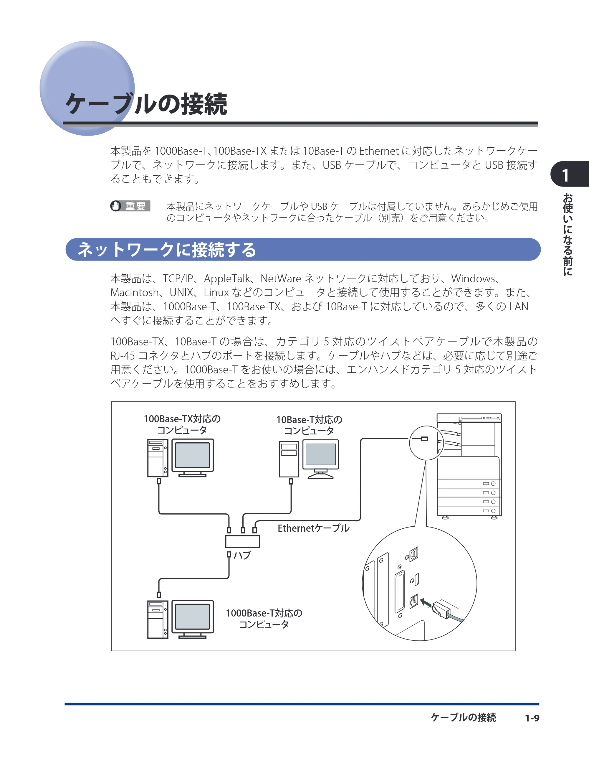 キヤノン LBP4510 スタートガイド 2012年2月7日（PDF：3.35MB） — ケーブルの接続 — 原本ページ — 19ページ