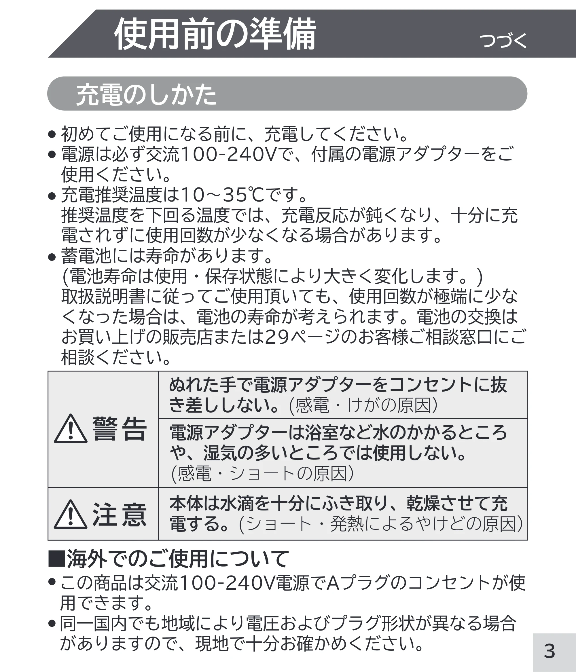 日立 RM-W248 取扱説明書 — 使用前の準備 — 原本ページ — 3ページ