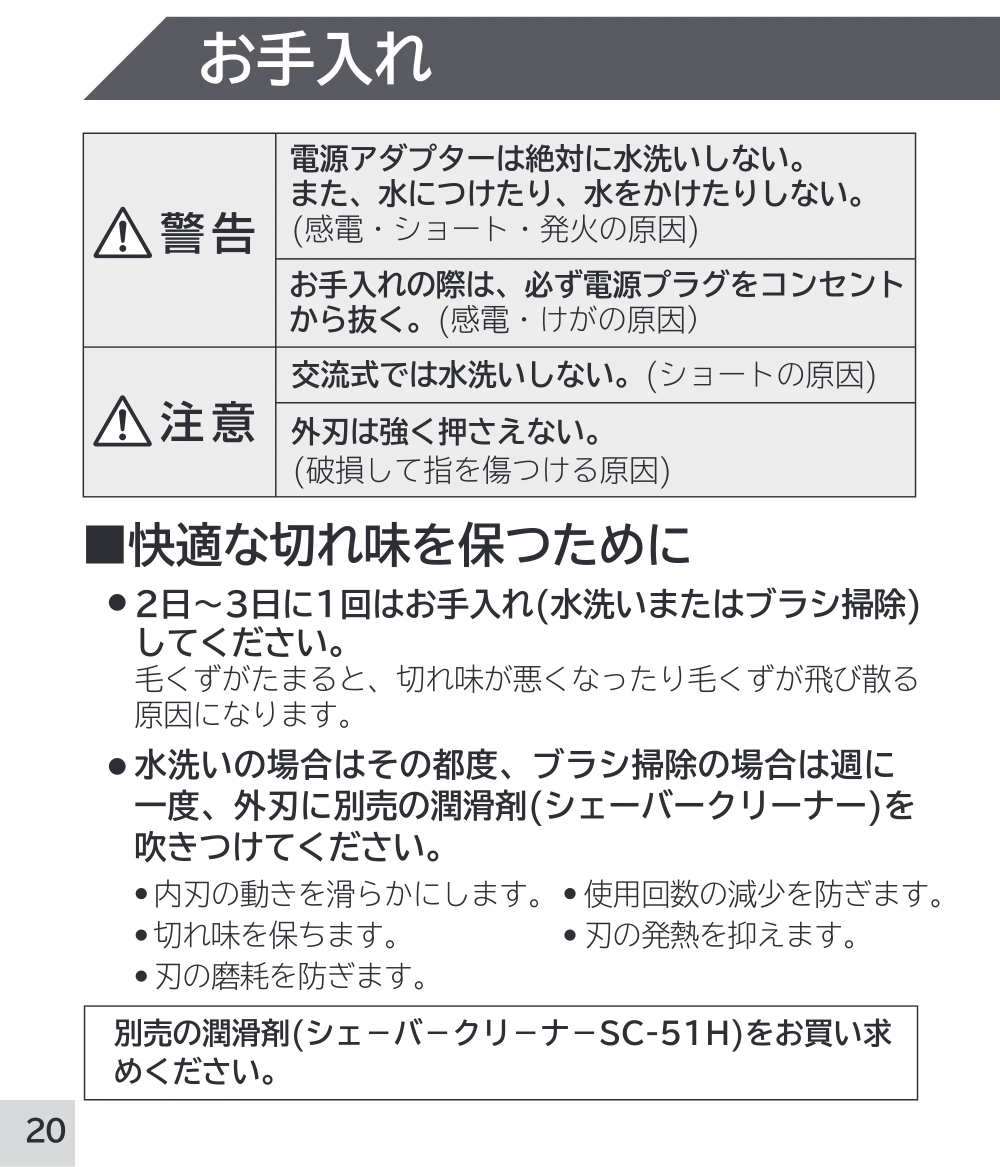 日立 RM-W248 取扱説明書 — お手入れ — 原本ページ — 20ページ