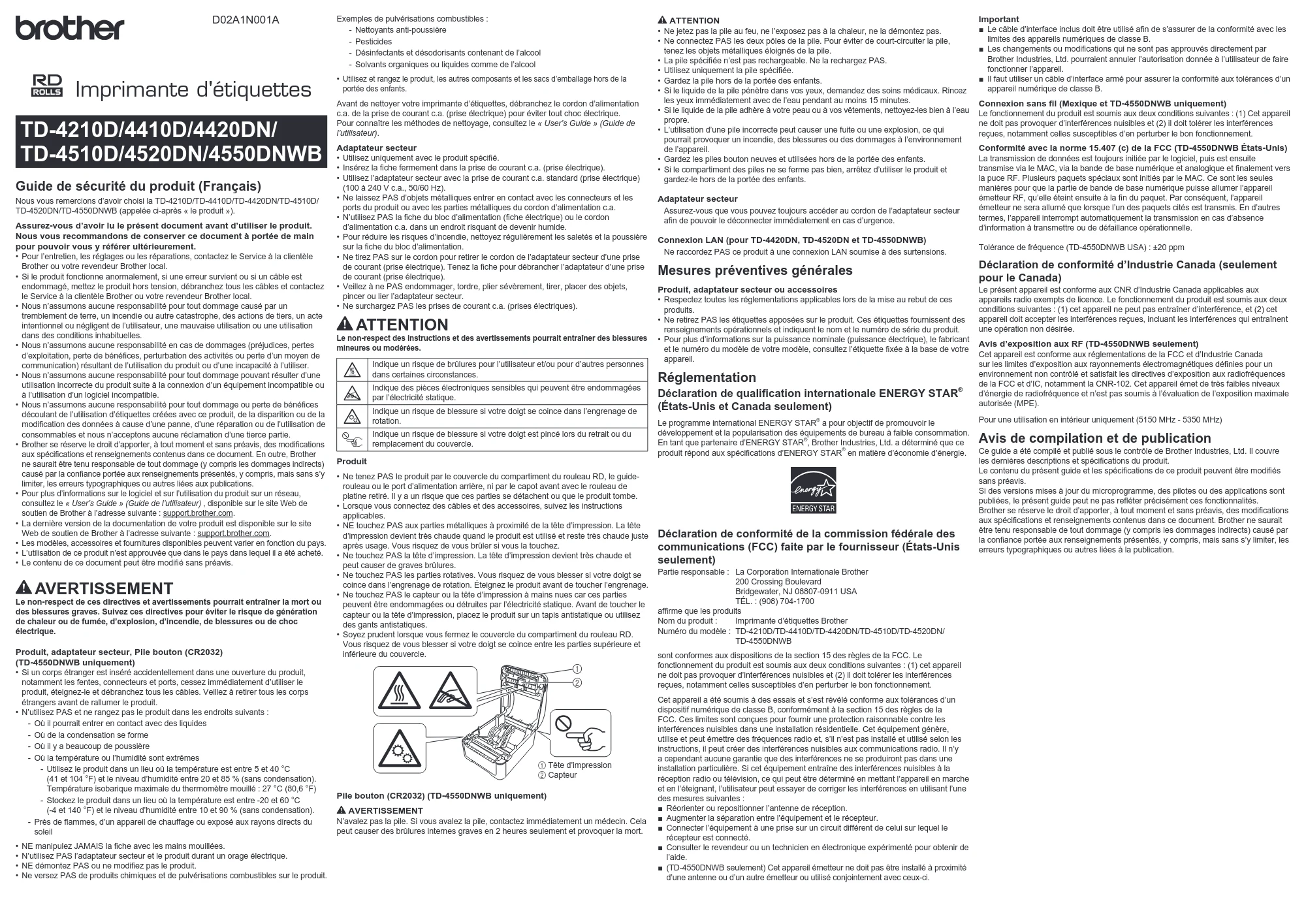 ブラザー TD-4420DNZ / TD-4210D / TD-4420DN 安全にお使いいただくために — 原本ページ — 2ページ