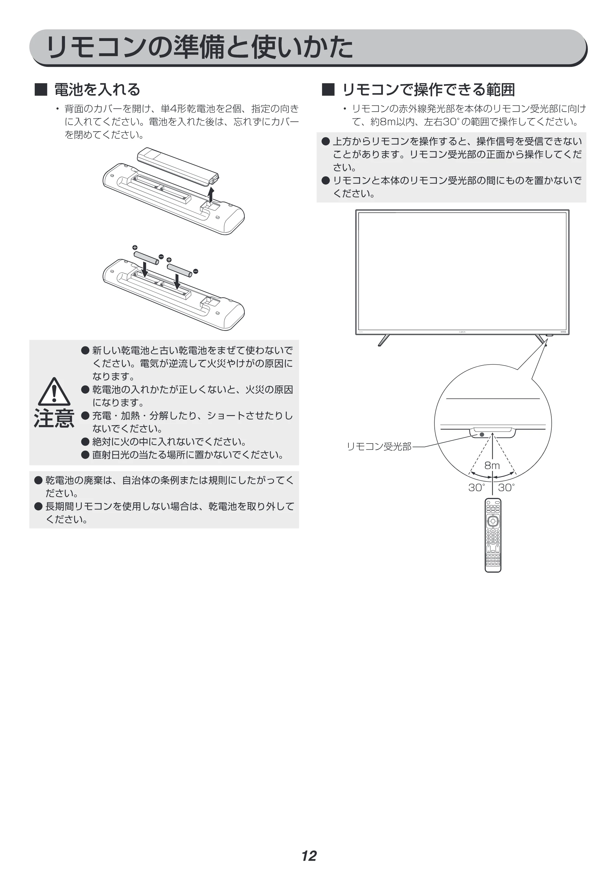 アイリスオーヤマ XUC38VC 取扱説明書 — 原本ページ — 12ページ