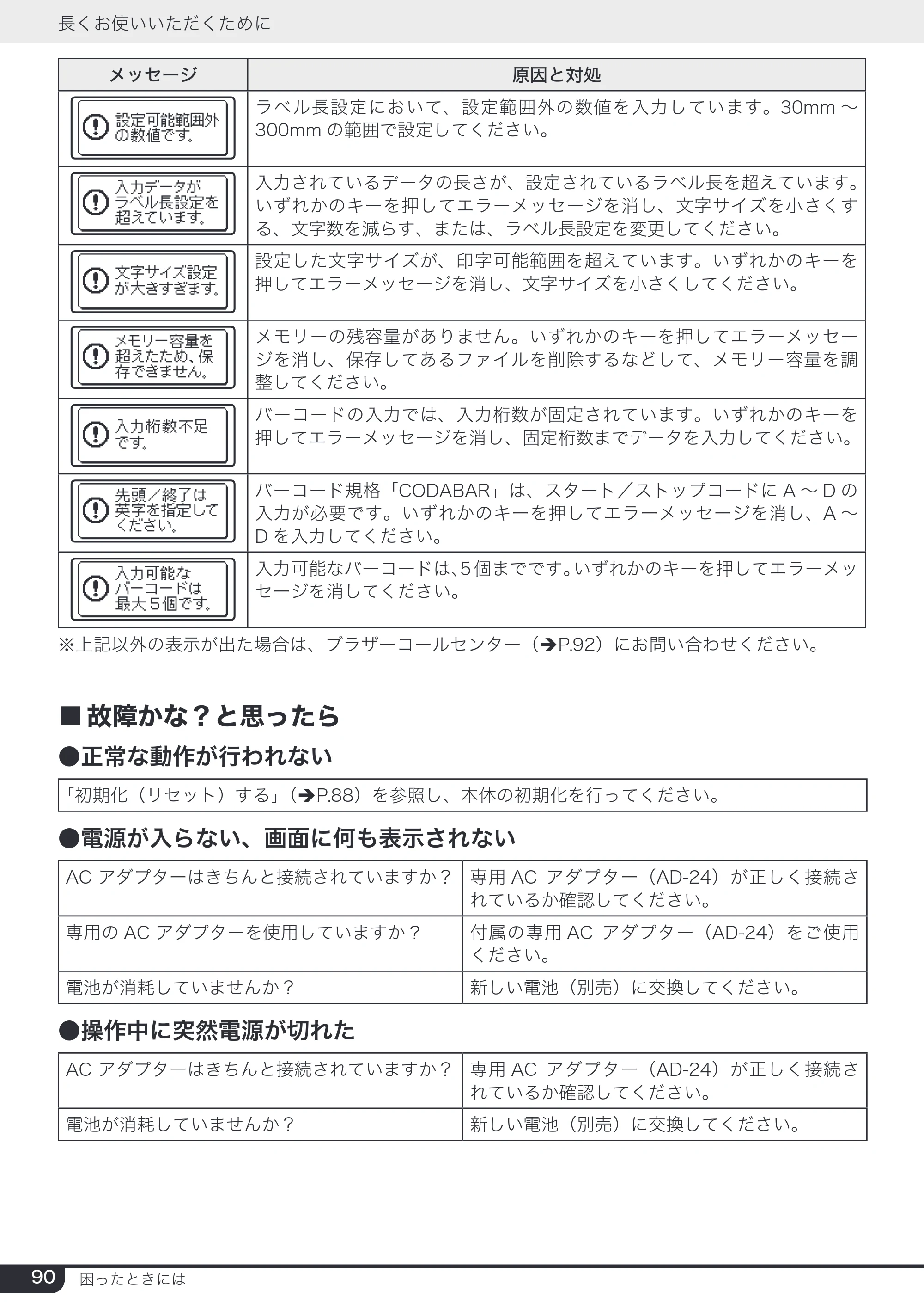 ブラザー PT-24 取扱説明書 (ユーザーズガイド) — 原本ページ — 90ページ