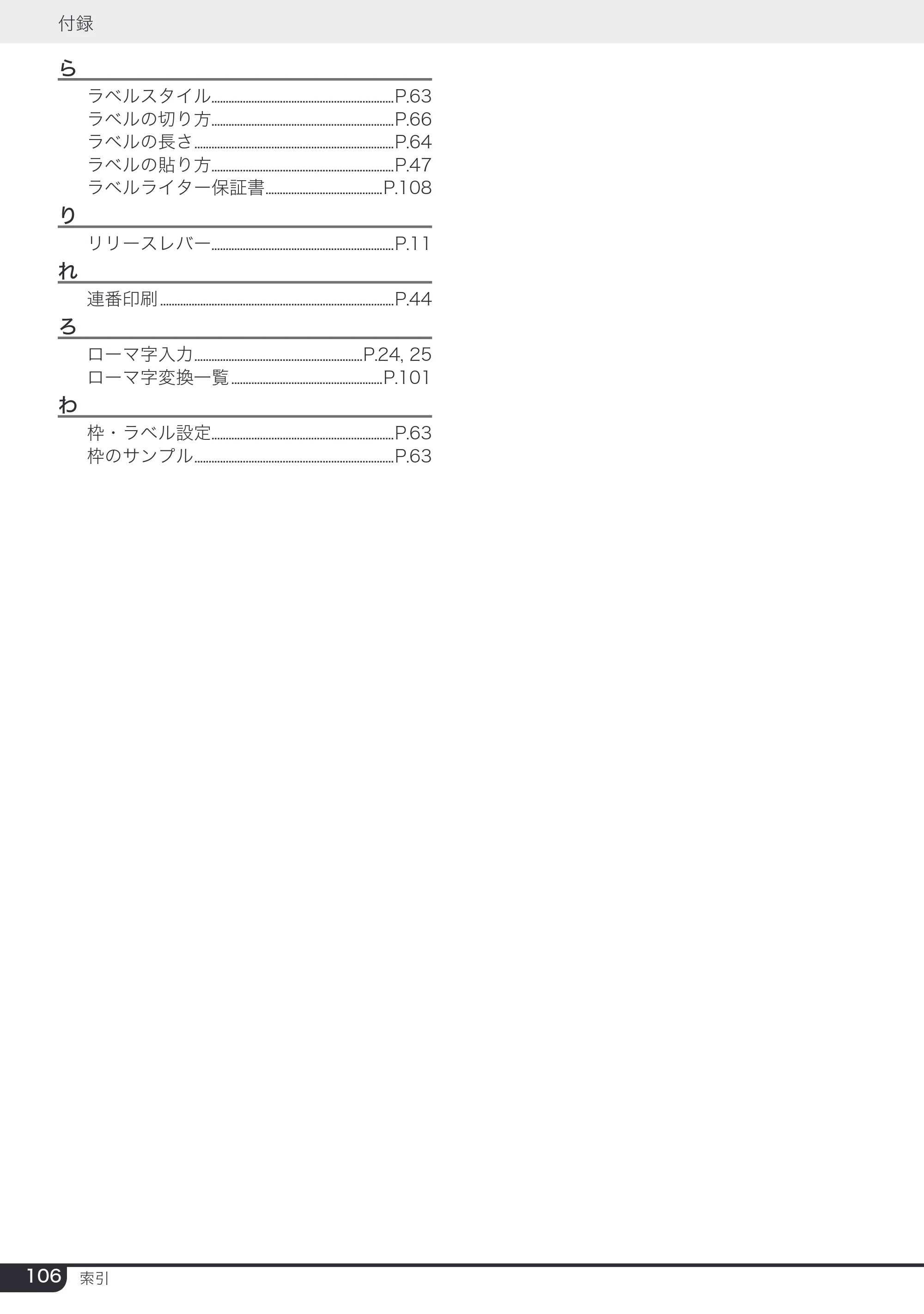 ブラザー PT-24 取扱説明書 (ユーザーズガイド) — 原本ページ — 106ページ