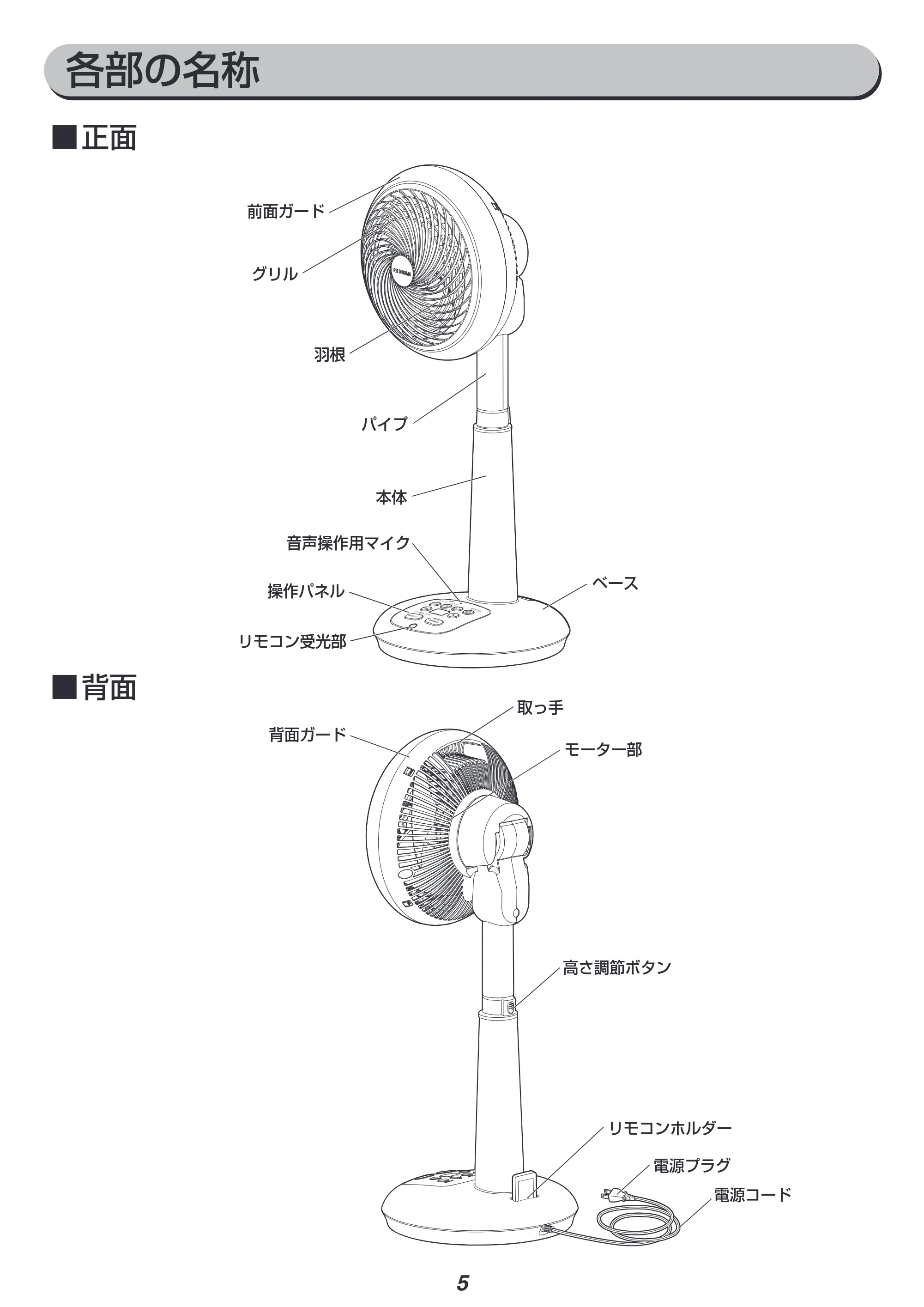 アイリスオーヤマ KSF-DCV181T 取扱説明書 — 原本ページ — 5ページ