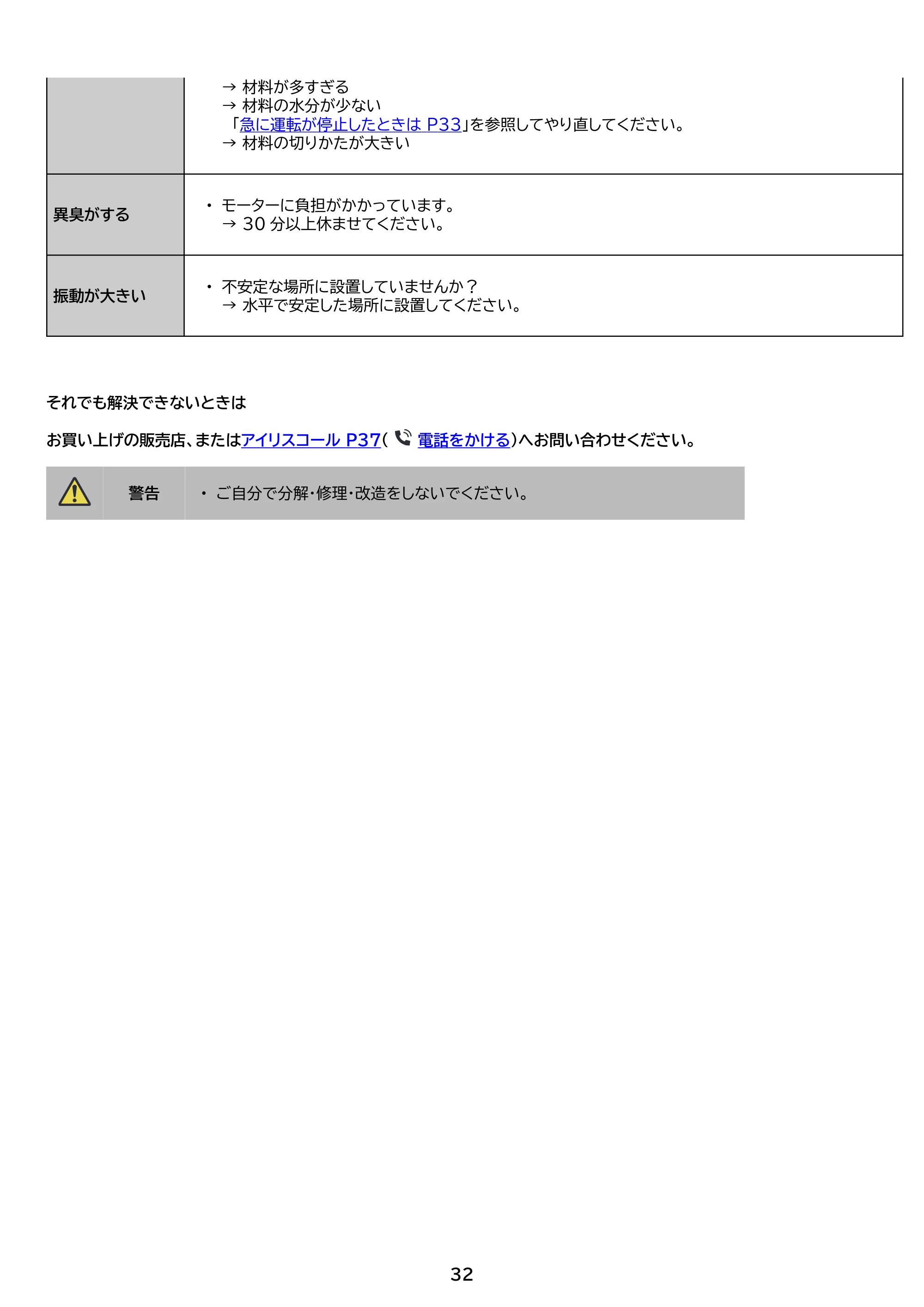 アイリスオーヤマ IBB-601 取扱説明書 — 原本ページ — 32ページ