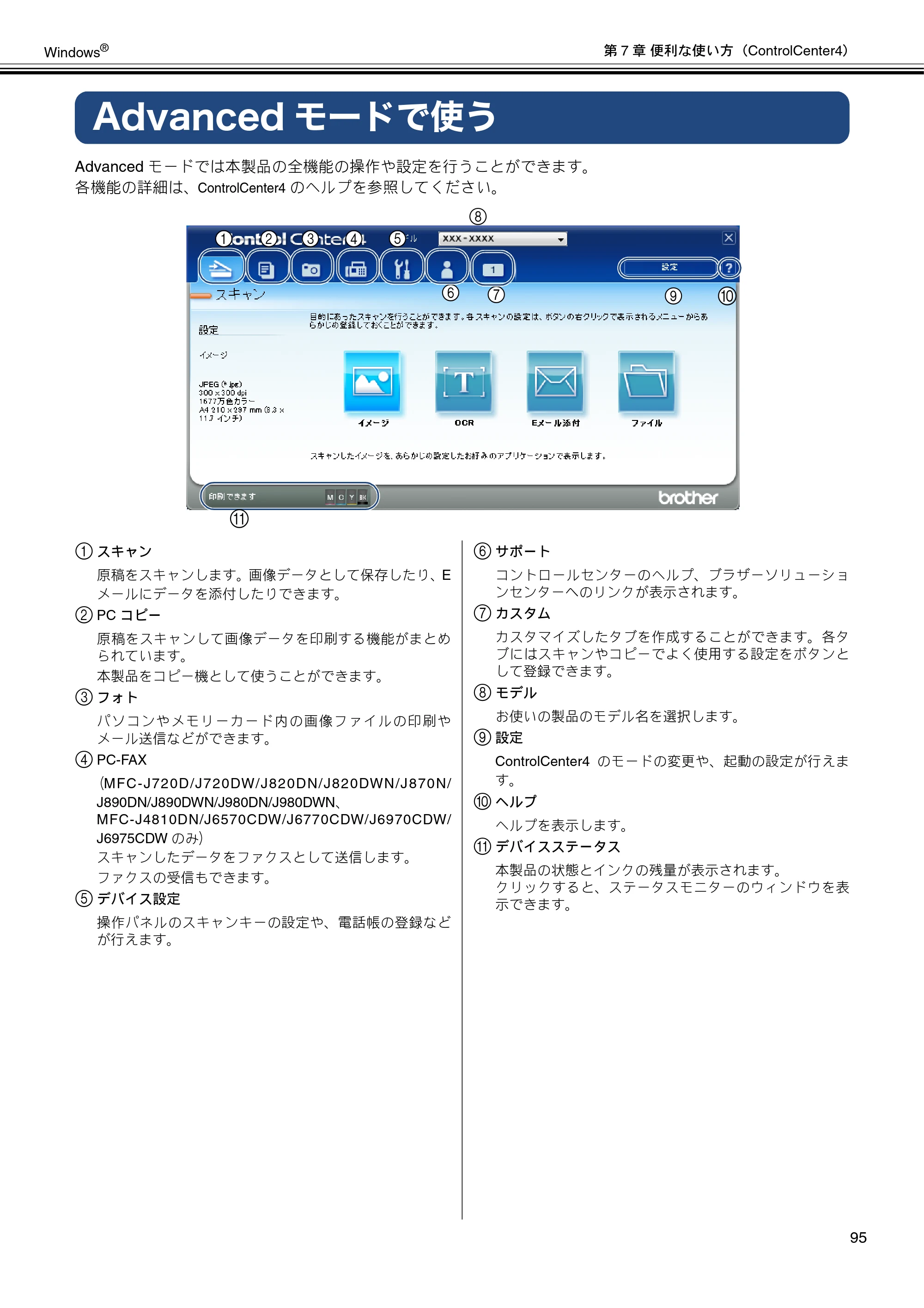 ブラザー DCP-J132N / DCP-J152N / DCP-J4215N-B/W ユーザーズガイド ～パソコン活用編～ — Advancedモードで使う — 原本ページ — 96ページ