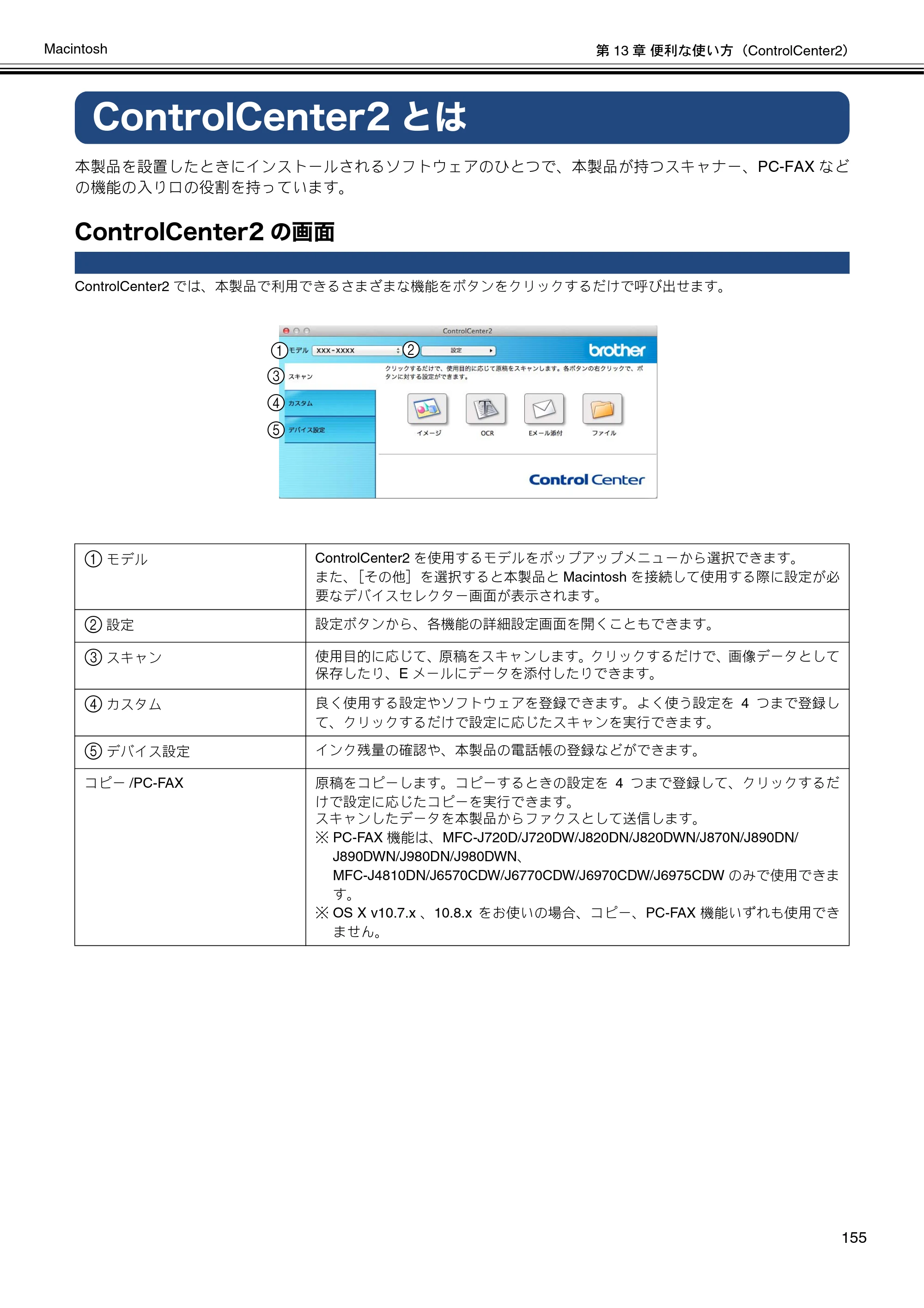 ブラザー DCP-J132N / DCP-J152N / DCP-J4215N-B/W ユーザーズガイド ～パソコン活用編～ — ControlCenter2とは — 原本ページ — 156ページ