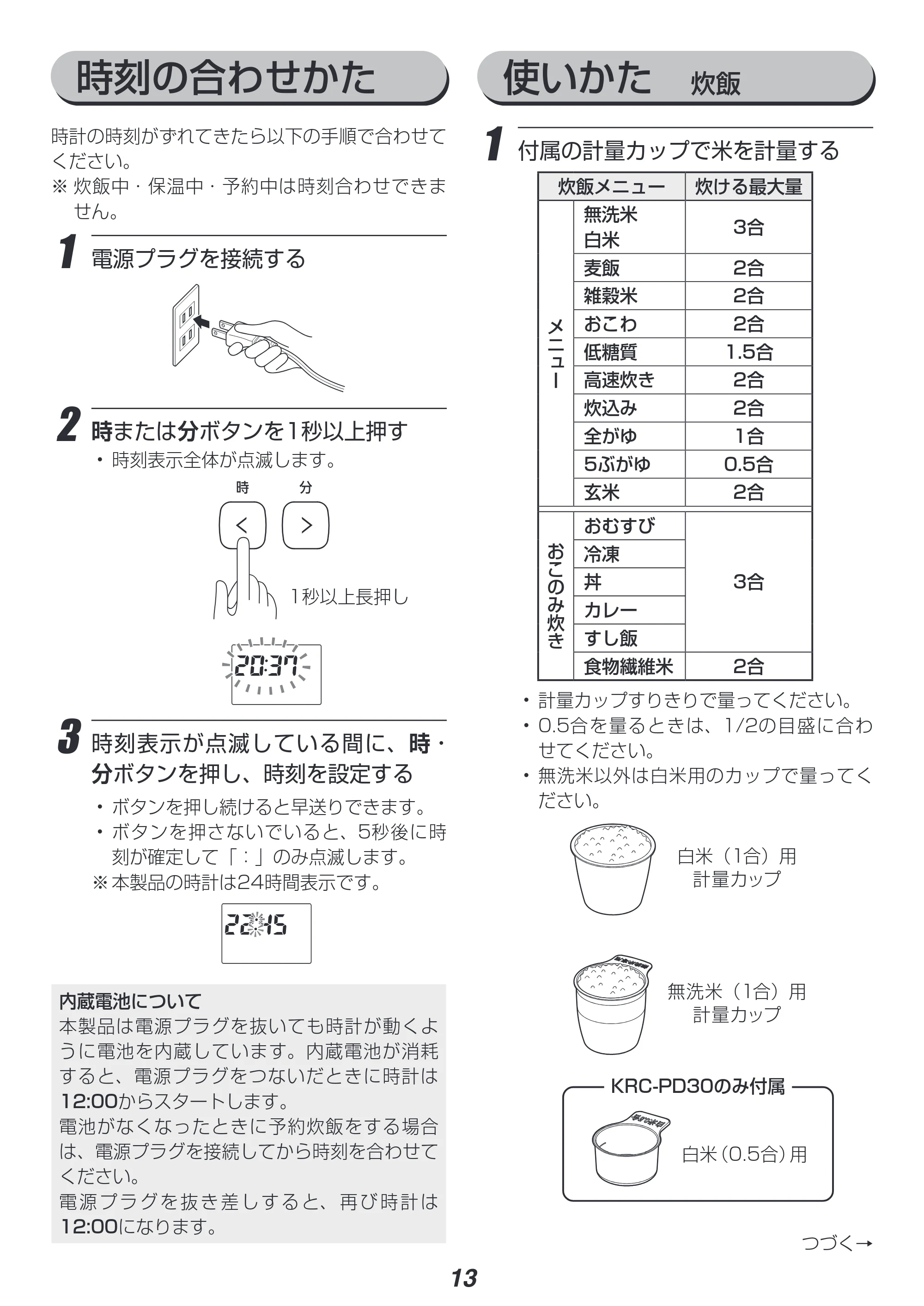 アイリスオーヤマ RC-PD30 取扱説明書 — 原本ページ — 13ページ